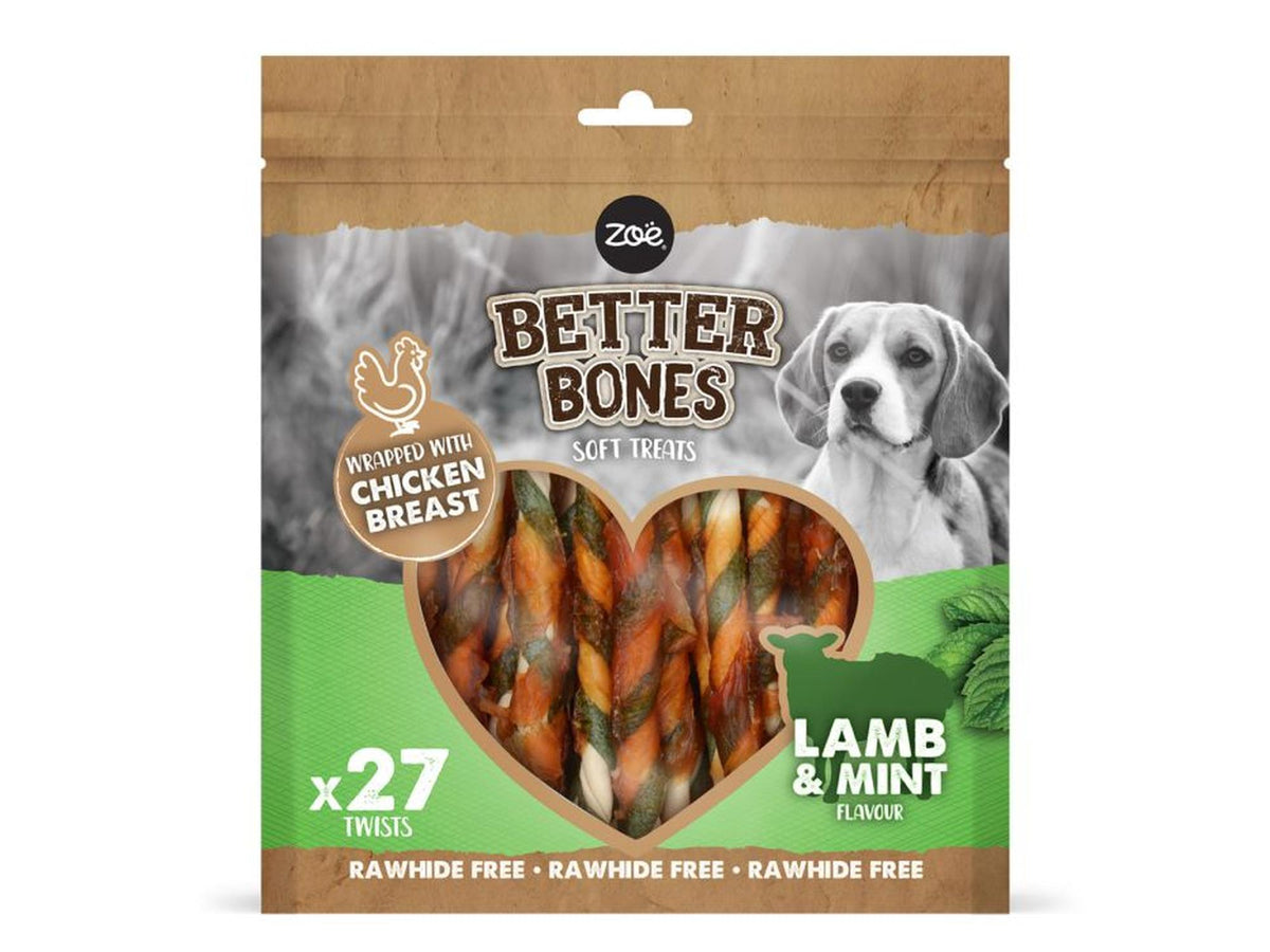 Zoë Better Bones Twisters med lam og mynte, 27 stk