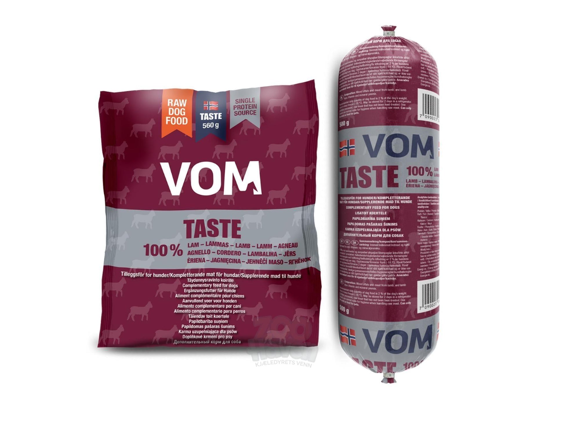 Vom & Hundemat 100% Taste Lam råfôr til hund med lam