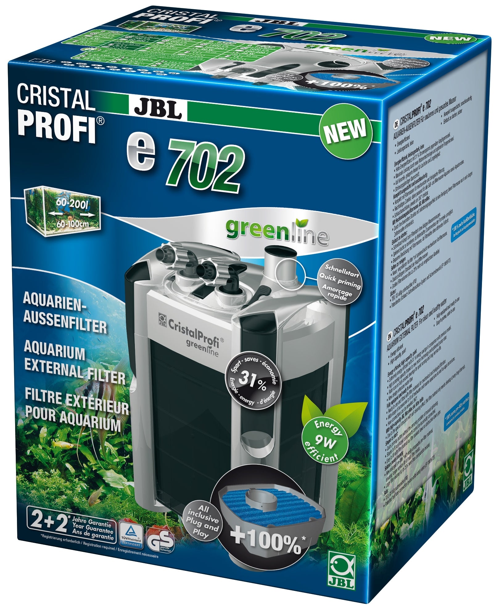 JBL CristalProfi e702 Greenline Ytre Akvariefilter for 60-200 Liter