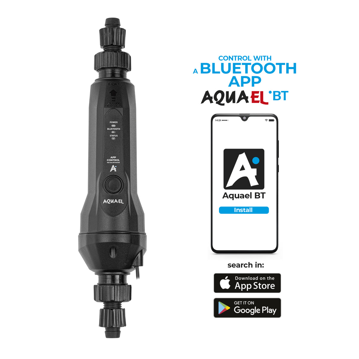 Aquael Flow Heater BT gjennomstrømningsvarmer med app
