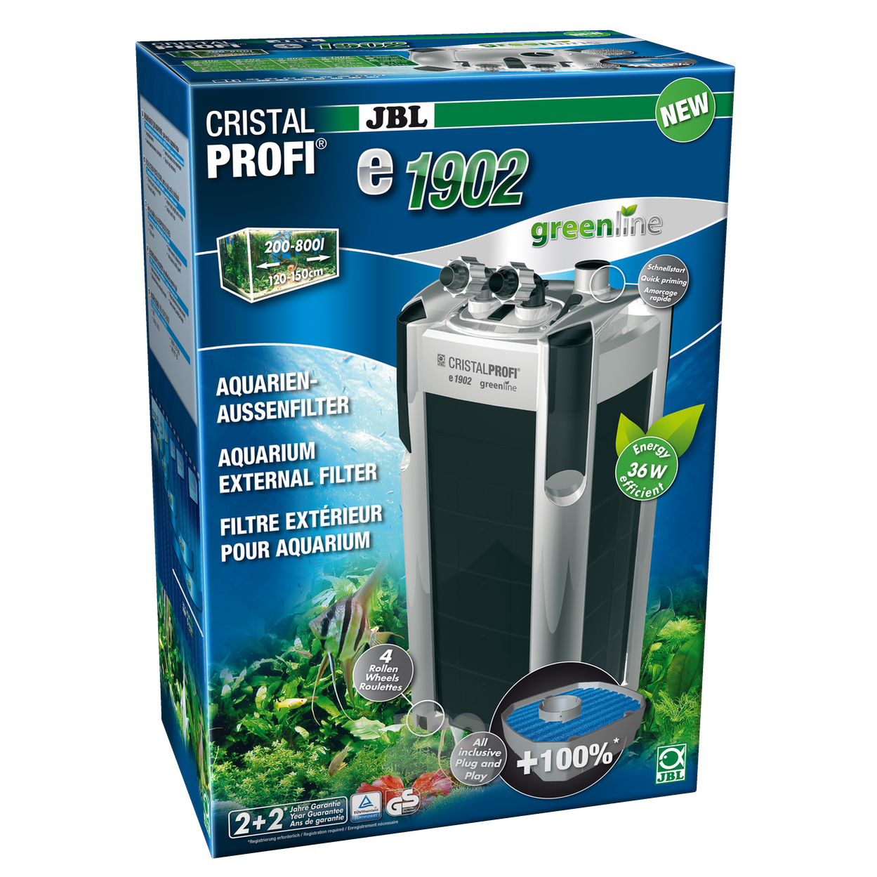 JBL CristalProfi e1902 Greenline Ekstern Akvariefilter for 200-800 Liter