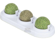 3-pk Catnip og Matatabi Baller med Holder Ø5cm – Selvklebende katteleker