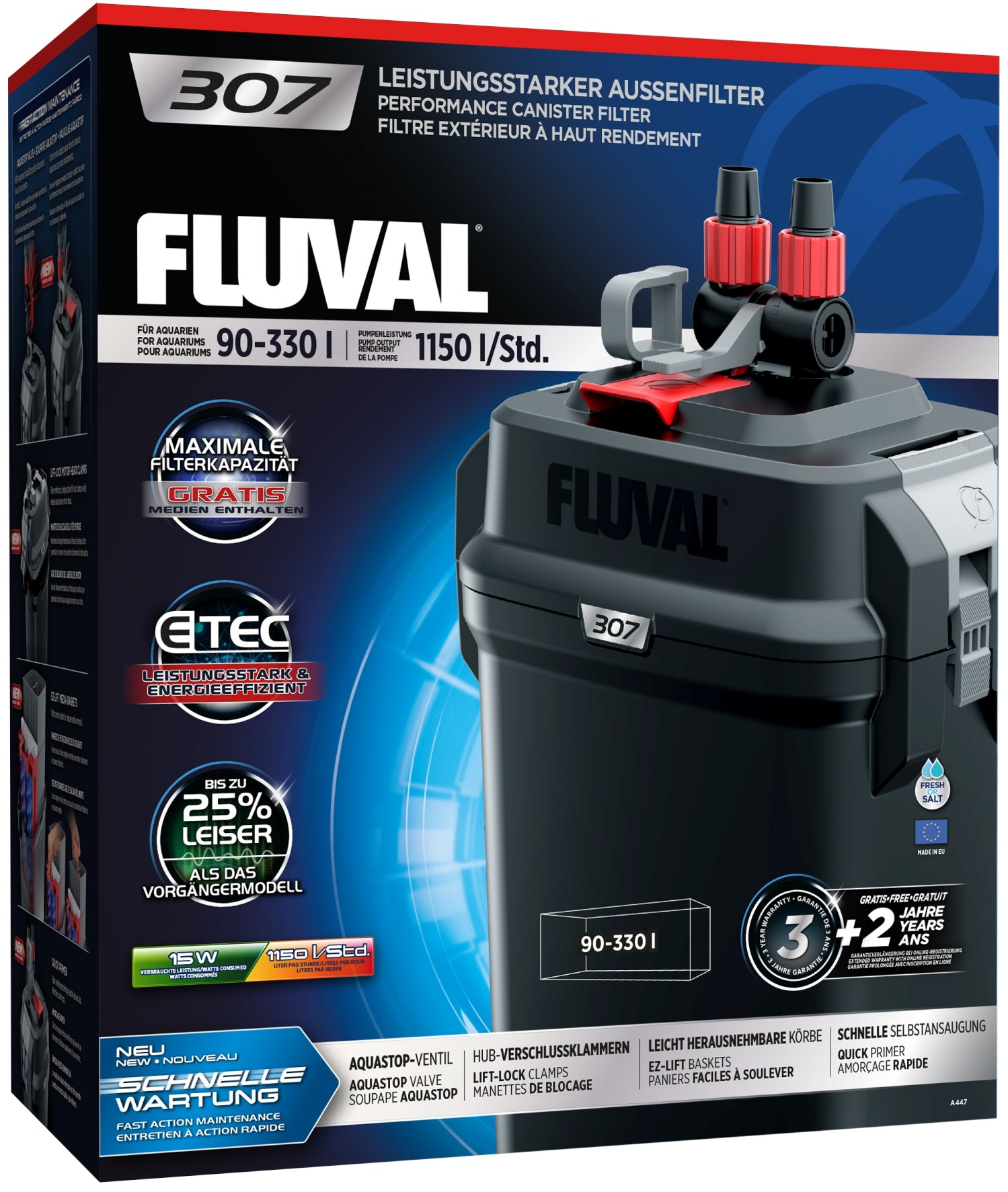 Fluval 307 Eksternfilter for Akvarium 1150 L/t 90-330 L