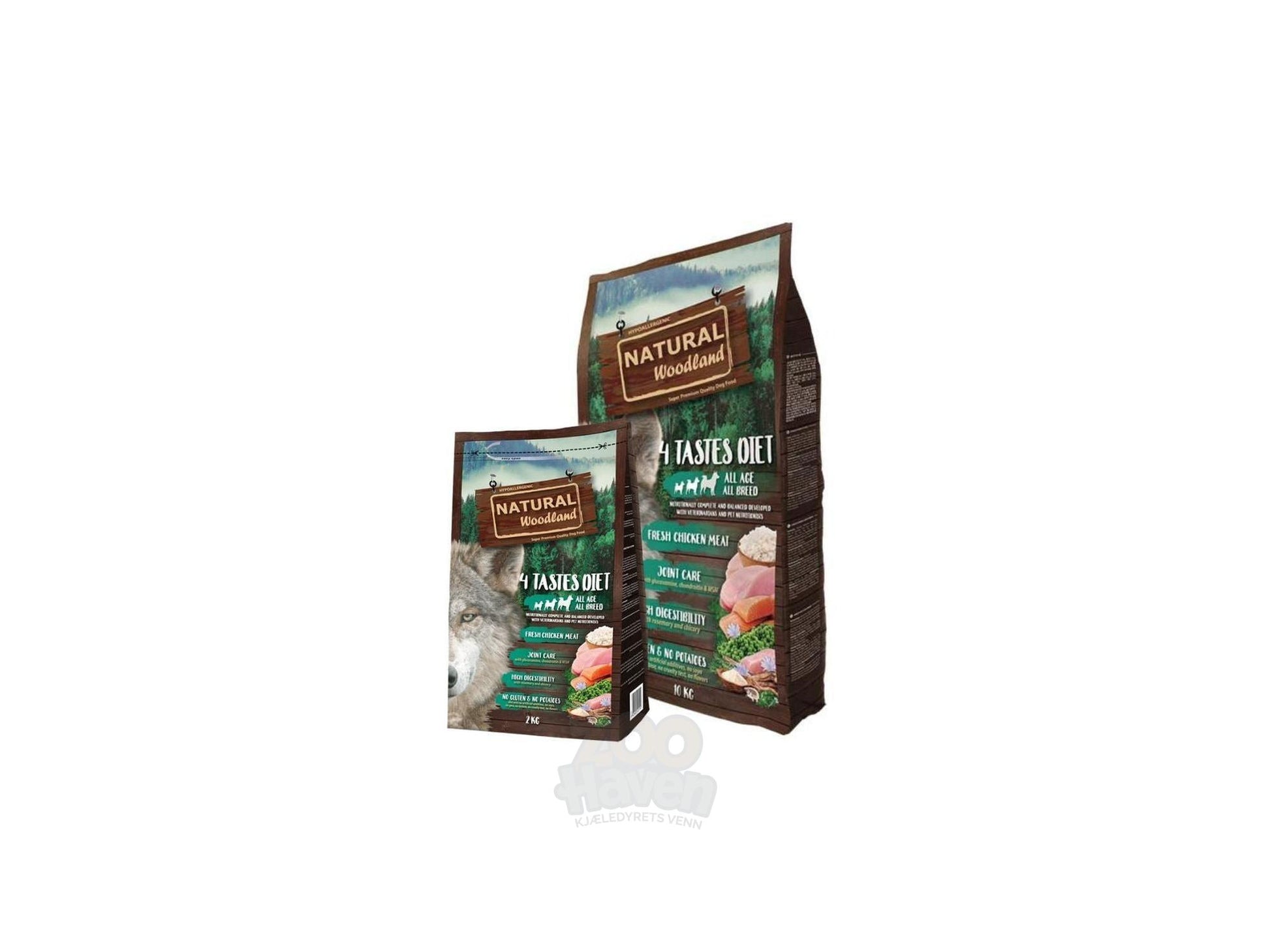Natural Woodland 4 Tastes Diet hundemat med kylling, kalkun, laks og tunfisk