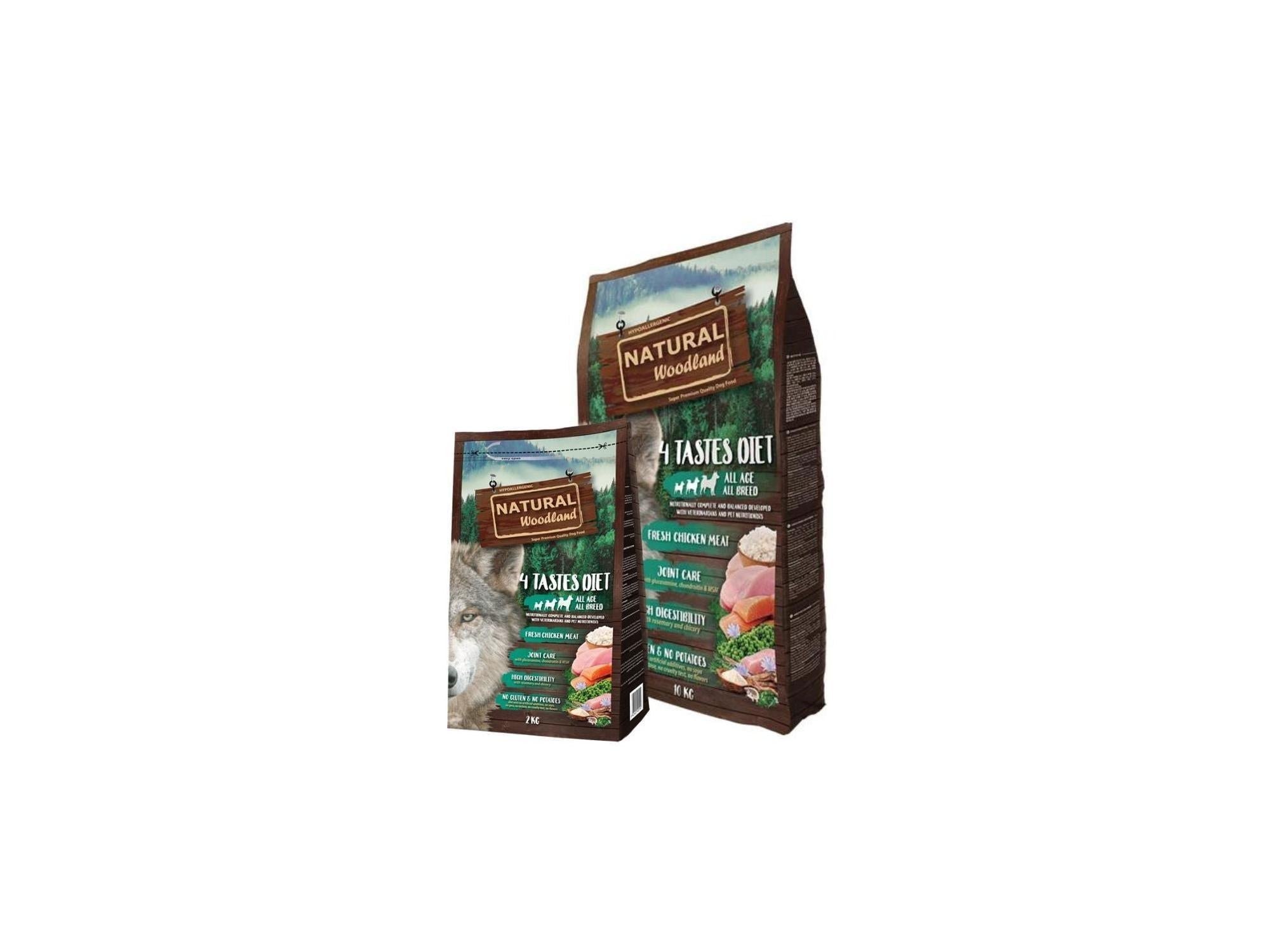 Natural Woodland 4 Tastes Diet hundemat med kylling, kalkun, laks og tunfisk