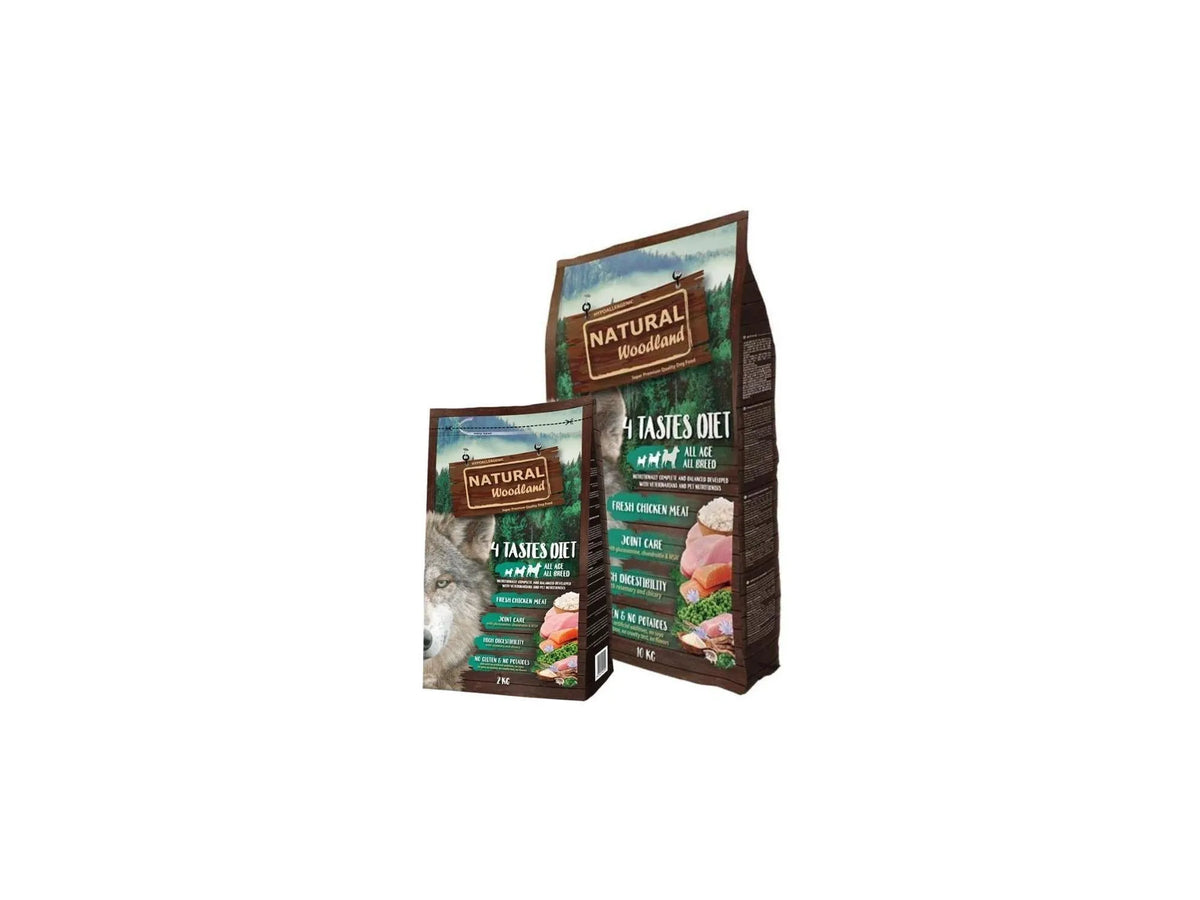Natural Woodland 4 Tastes Diet hundemat med kylling, kalkun, laks og tunfisk