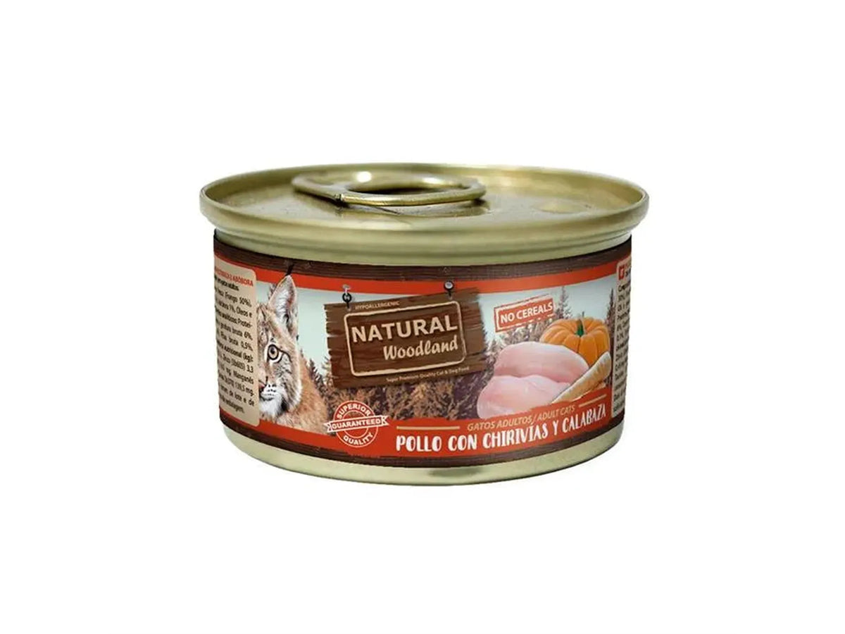 Natural Woodland Kylling med pastinakk og gresskar – våtfôr til katt, 85 g boks