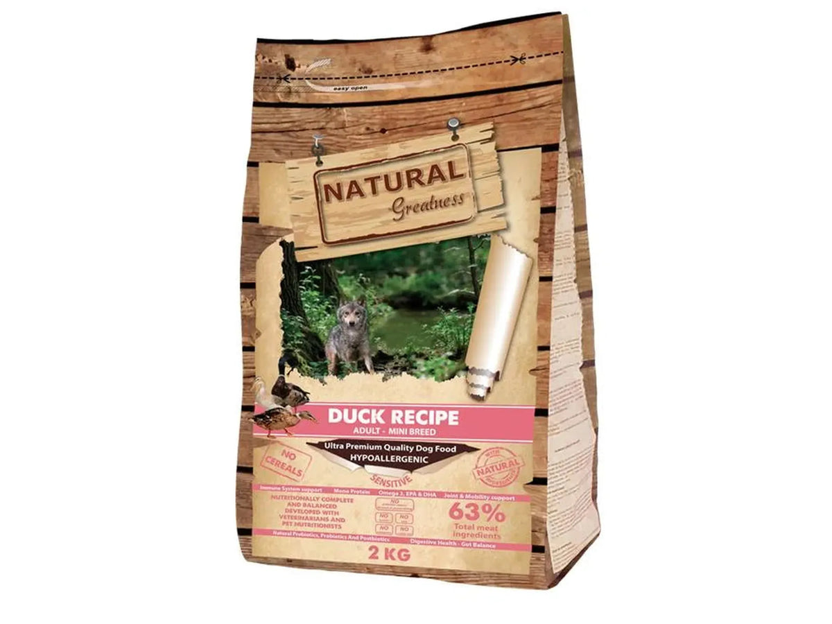 Natural Greatness Duck Mini Recipe tørrfôr til voksen småhund av and