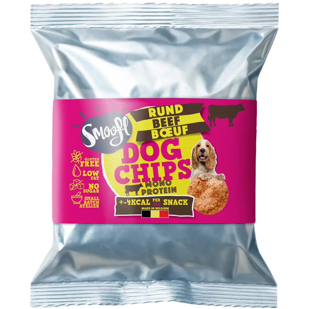 Smoofl Dog Chips Storfe 50 g – Kaloriefattig hundesnacks