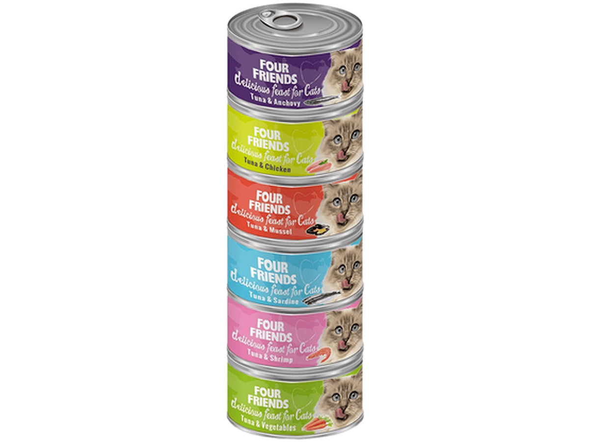 Four Friends Tuna Mix 6-pakk – våtfôr til katt med tunfisk i seks smaker 6 × 85 g