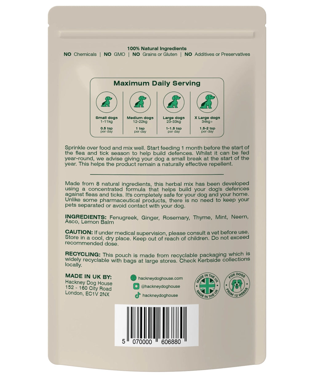 Herbal Flea & Tick For Dogs – Hackney Dog House Urteblanding 200 g