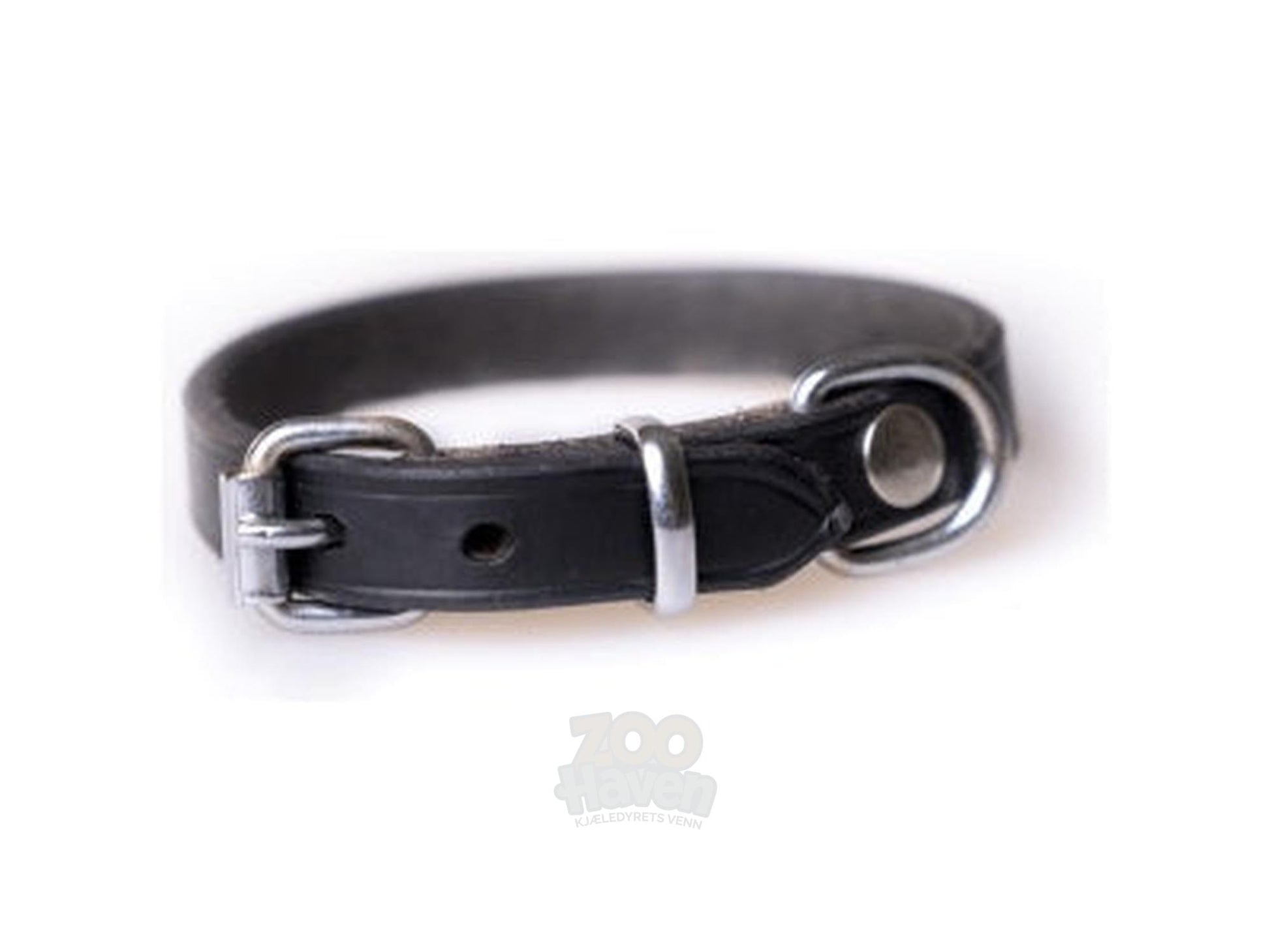 Active Canis Leather Collar Black svart lærhalsbånd til hund