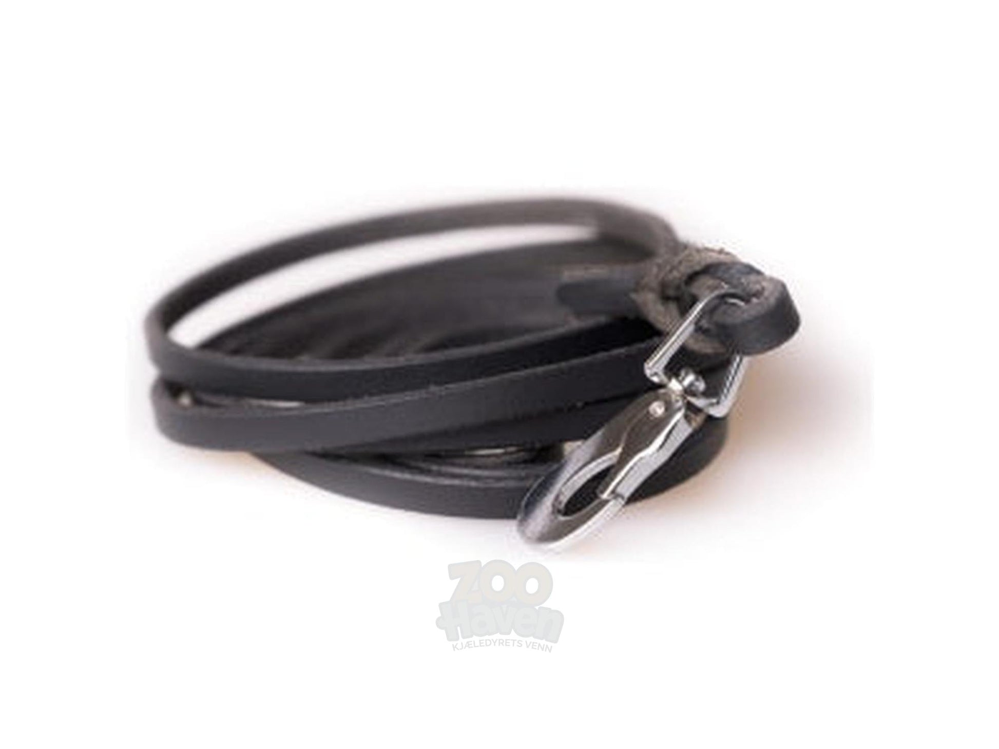 Active Canis Leather Leash Black svart lærkobbel til hund