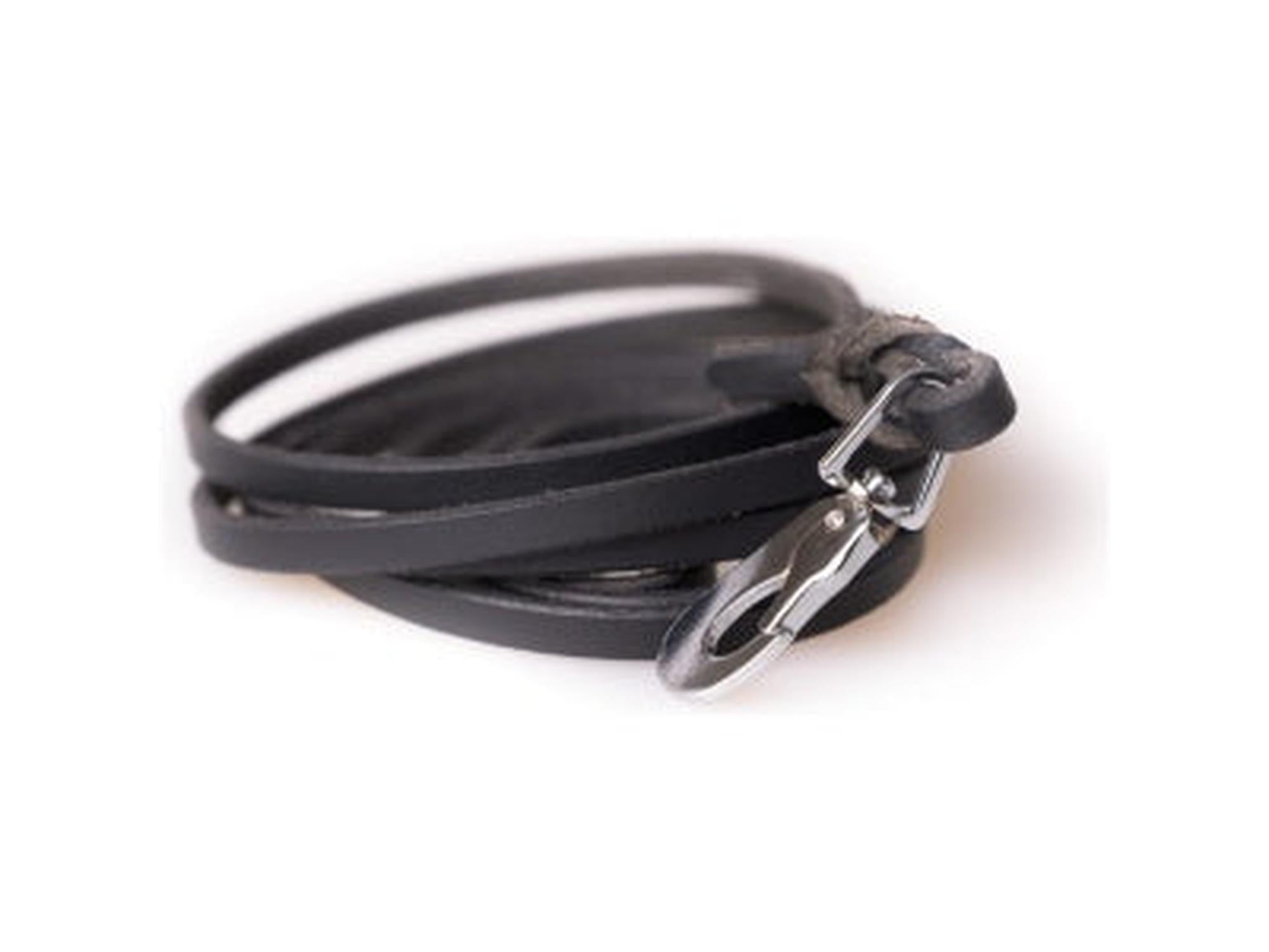 Active Canis Leather Leash Black svart lærkobbel til hund