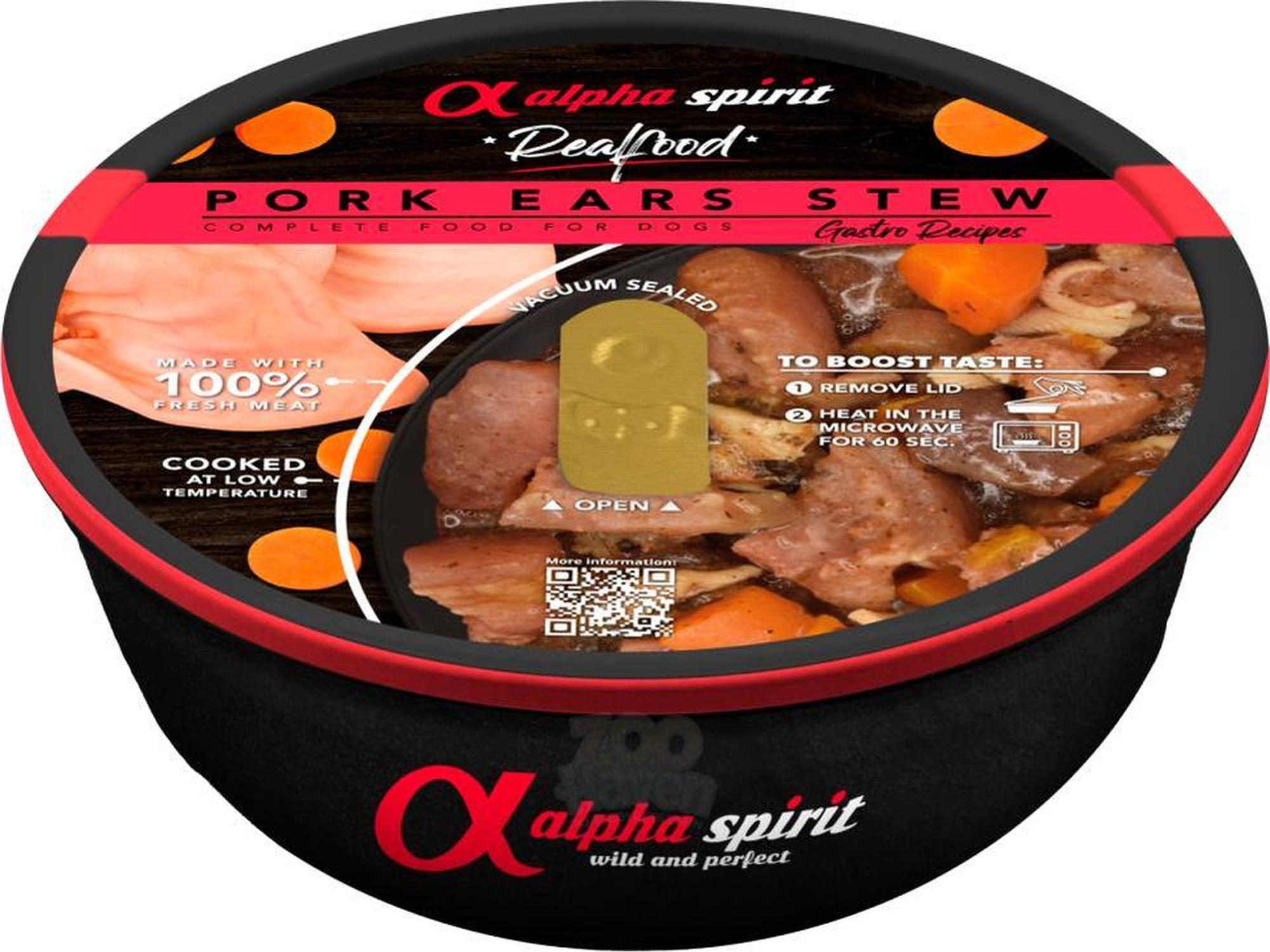 Alpha Spirit Real Food Griseøre 280 g – Komplett våtfôr med 97 % ferskt svinekjøtt