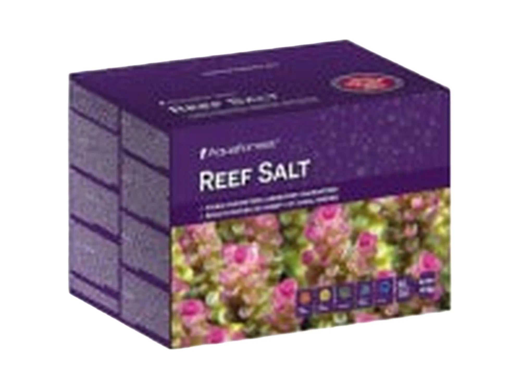Aquaforest Reef Salt 2-25kg lilla eske med korallbilde og produktinformasjon.