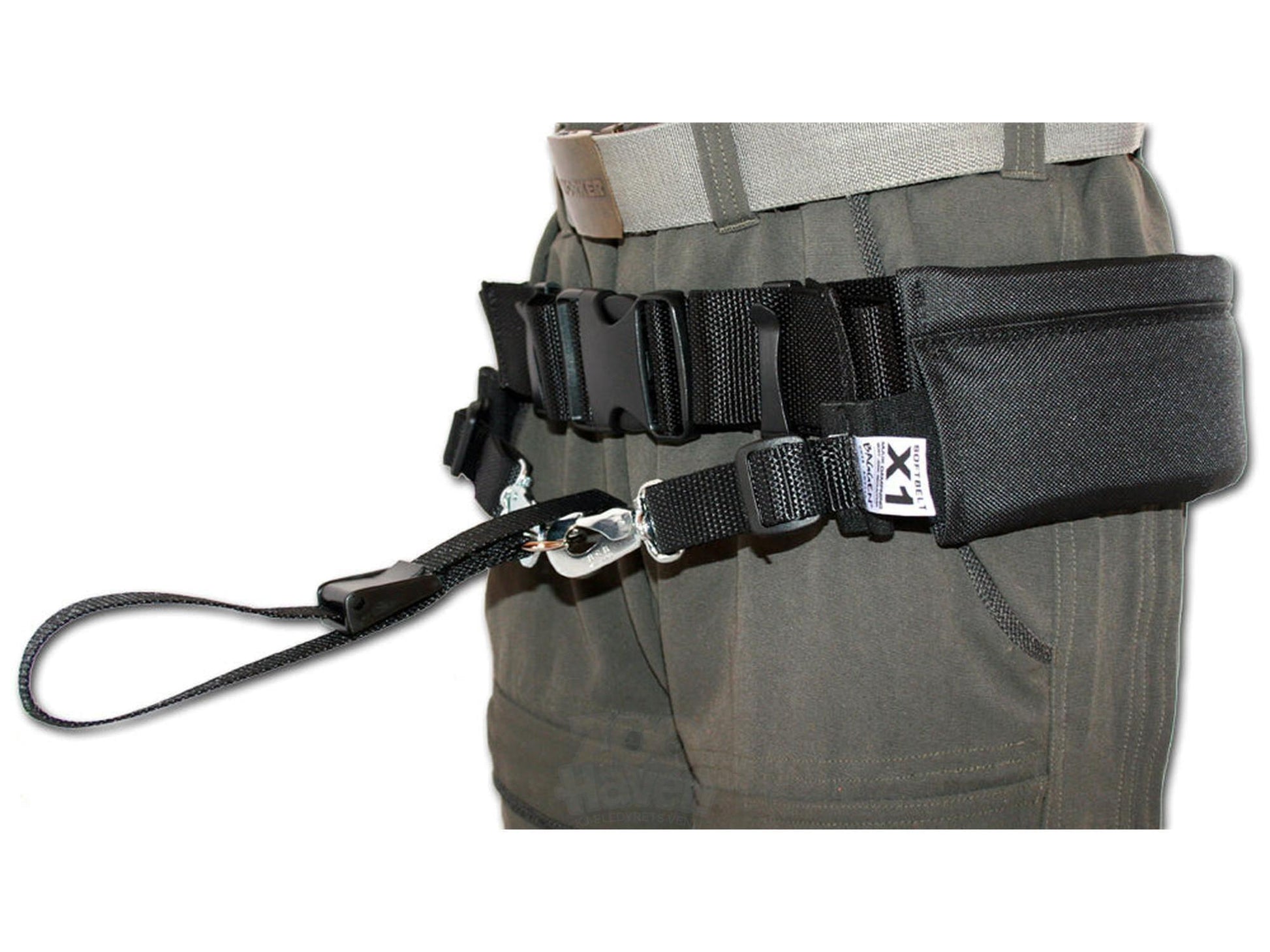 Svart BAGGEN Softbelt Standard X1 hundeførerbelte i tekstil med ekspander, hurtigfeste og lomme.