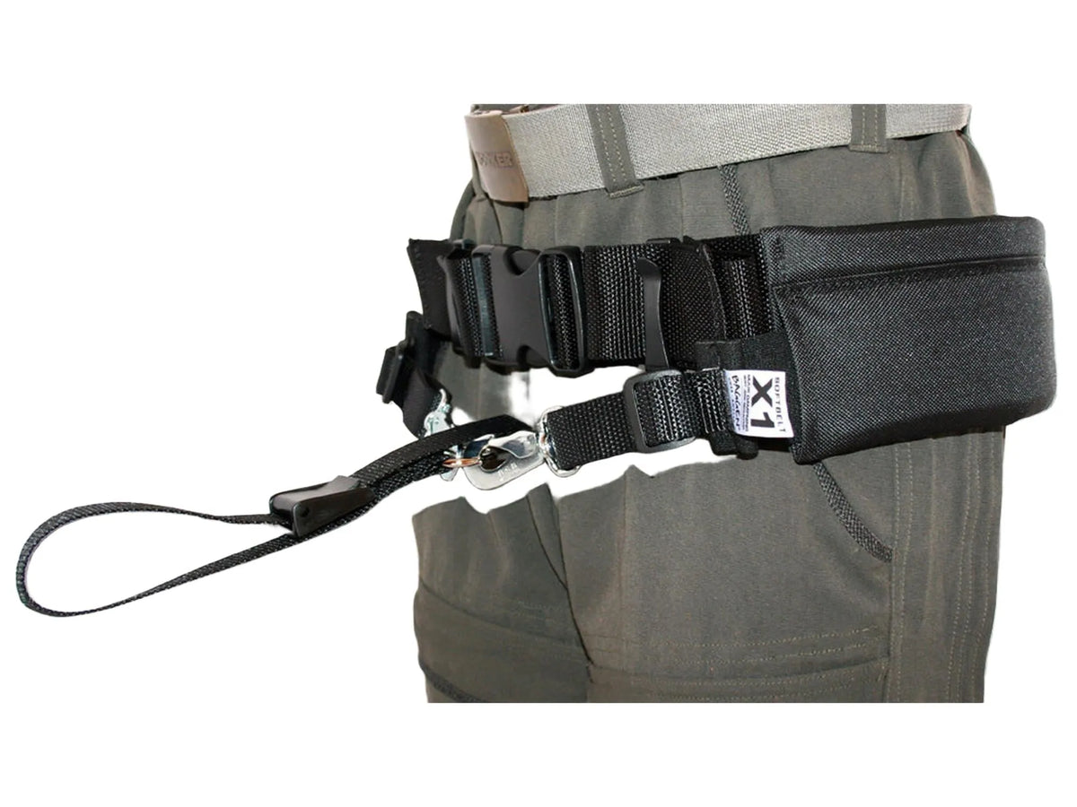 Svart BAGGEN Softbelt Standard X1 hundeførerbelte i tekstil med ekspander, hurtigfeste og lomme.