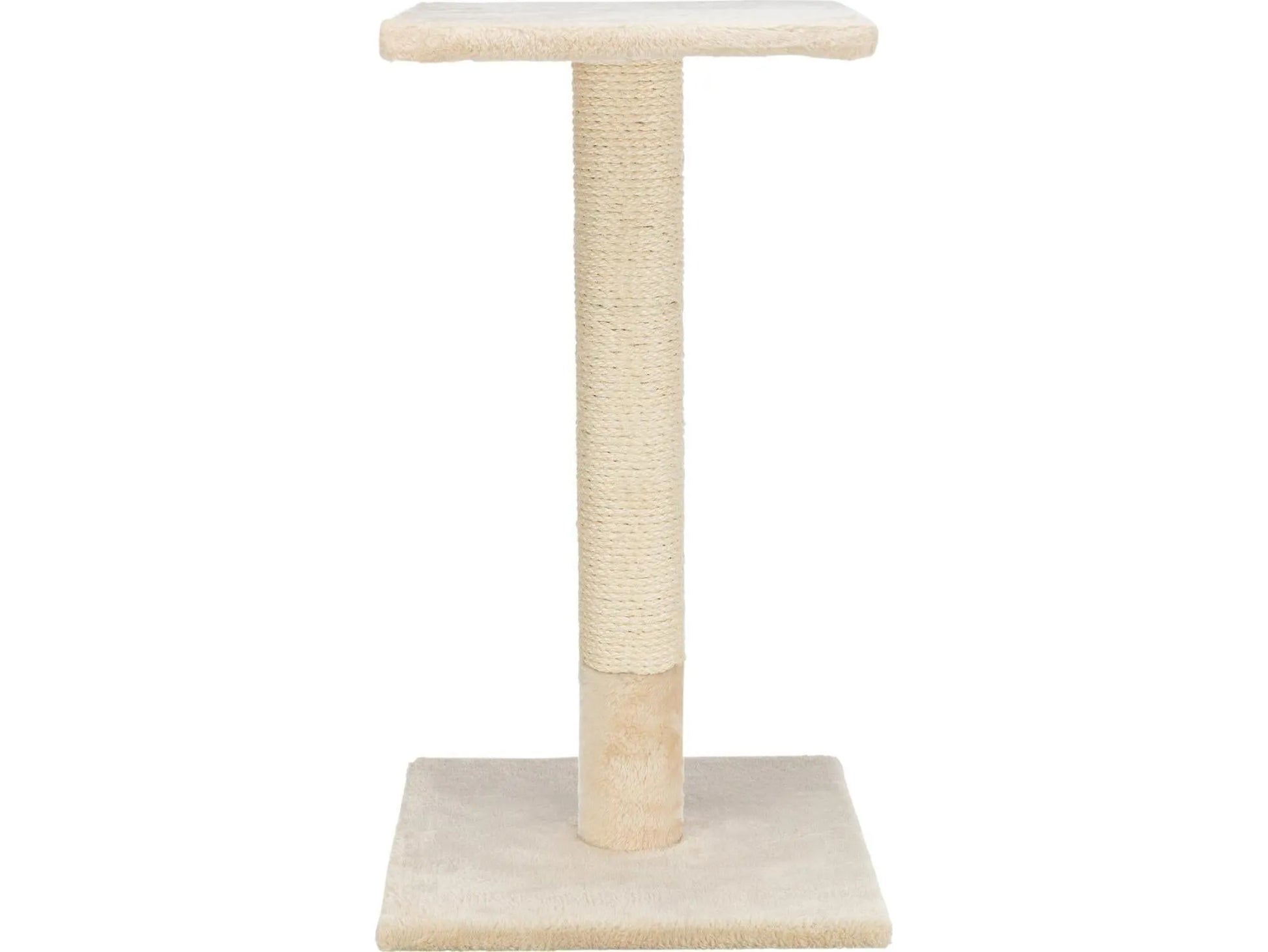Beige Trixie Baena klorestokk, 69 cm høy, med sisalstolpe og myk plysjbase og topp.