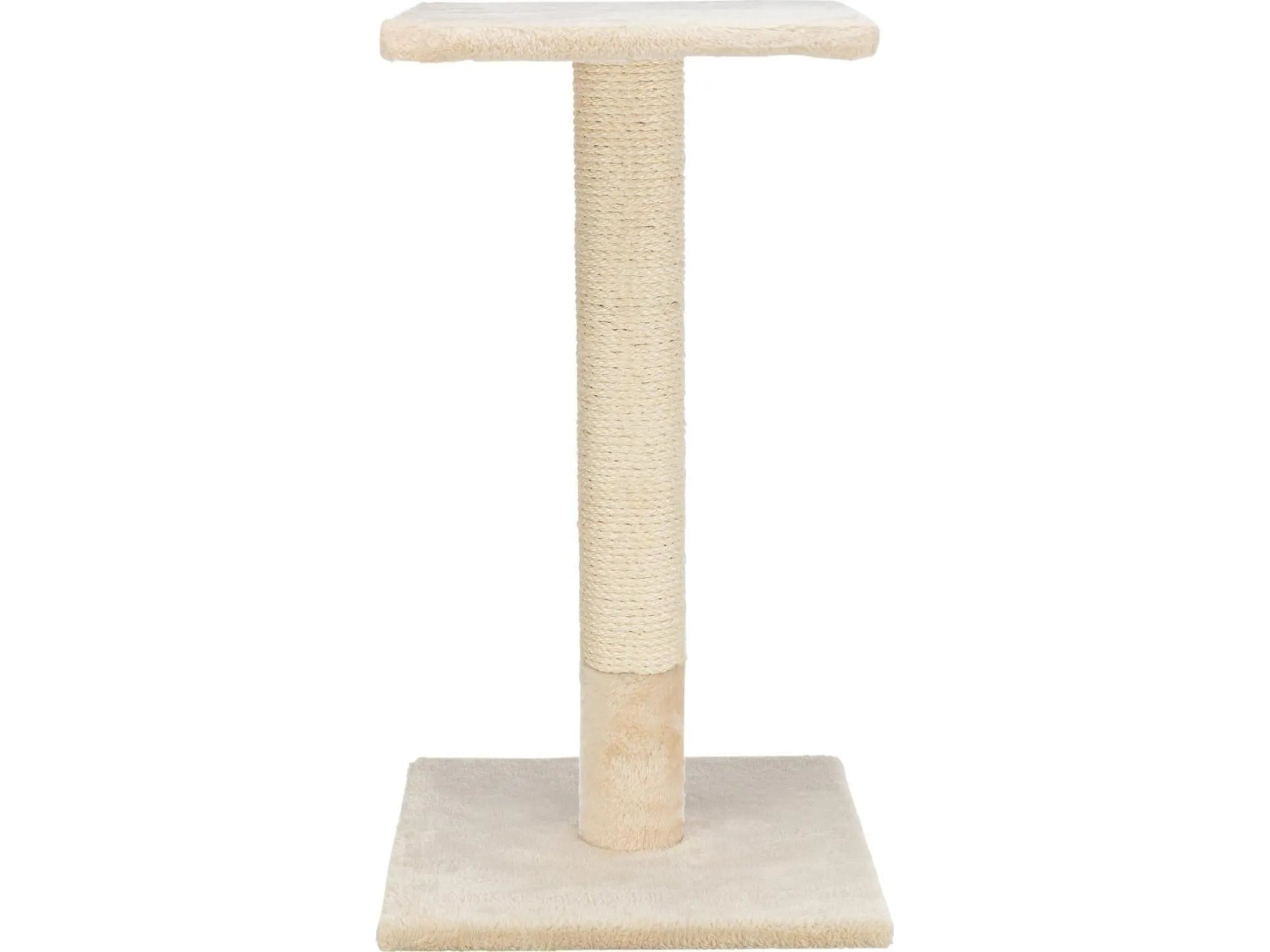 Beige Trixie Baena klorestokk, 69 cm høy, med sisalstolpe og myk plysjbase og topp.