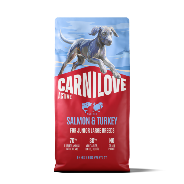 Carnilove Active Salmon & Turkey for Junior Large Breeds – tørrfôr til valp av store raser 12 kg