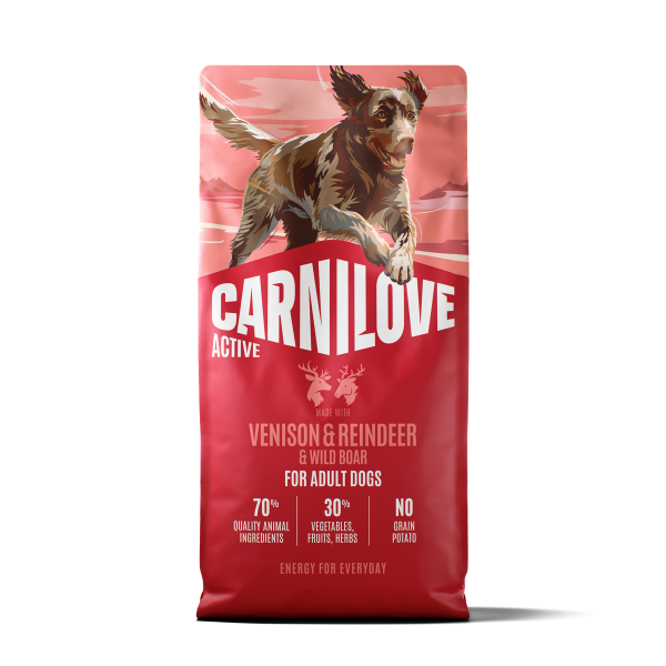 Carnilove Active Venison, Reindeer & Wild Boar for Active Adults – kornfritt tørrfôr til aktive hunder 12 kg
