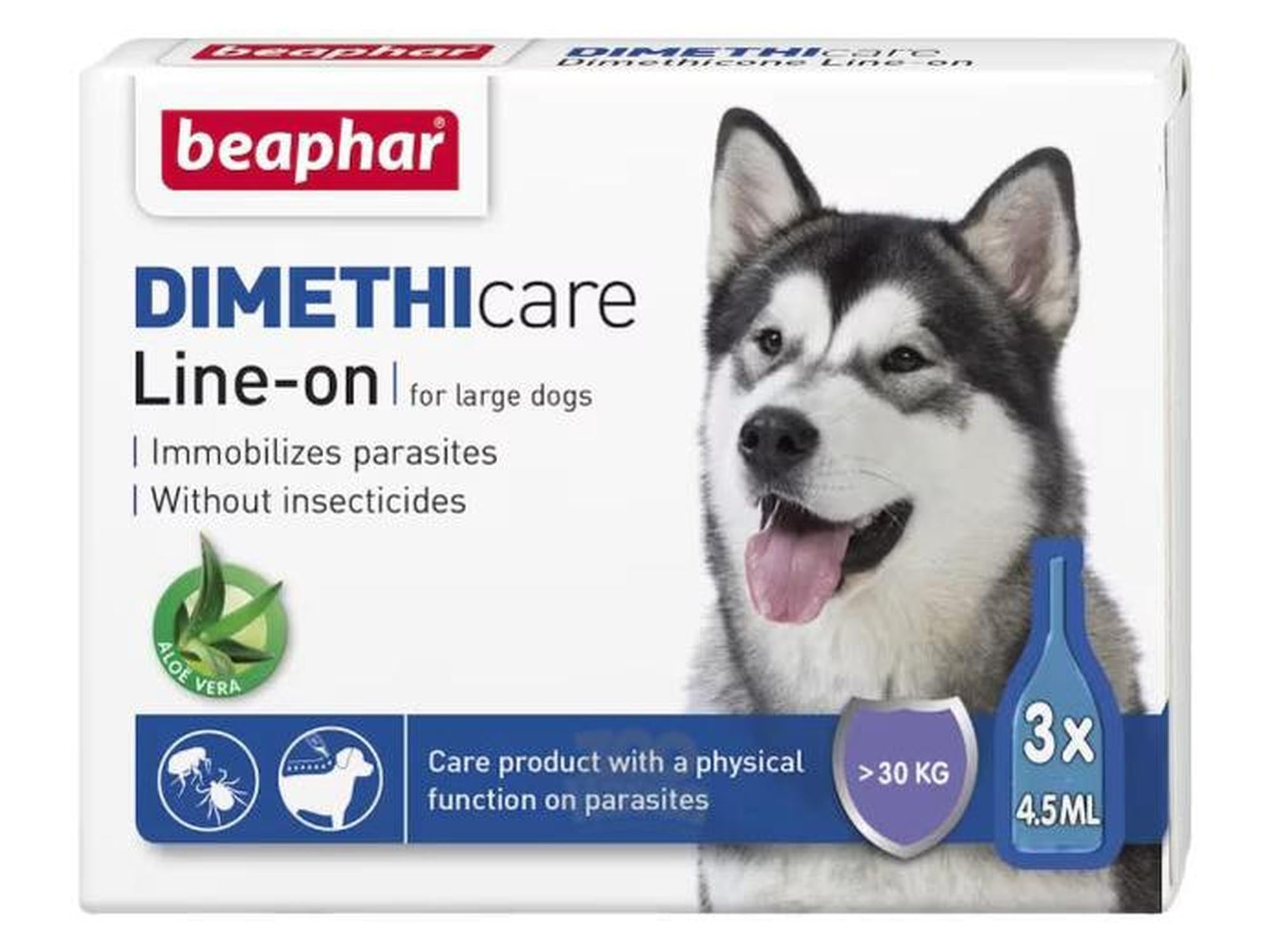 Beaphar DimethiCare Line-On L Hund 3x4,5ml – Mot Flått, Lopper & Lus for Hund over 30kg