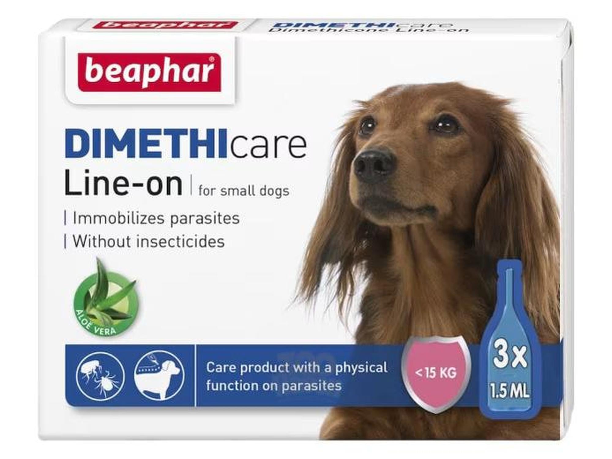 Beaphar DimethiCare Line-On S Hund 3x1,5ml – Mot Flått, Lopper & Lus for Hund under 12kg