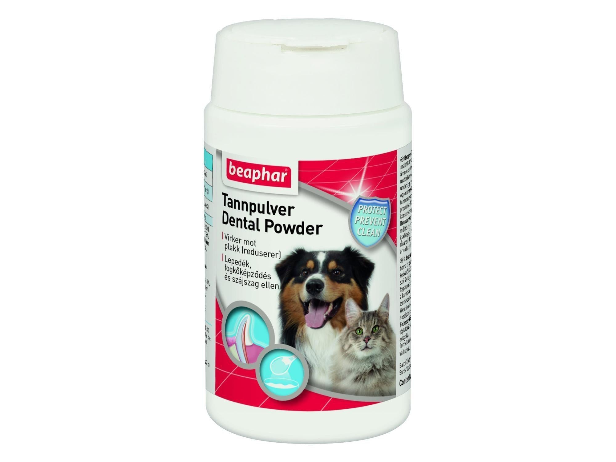 Beaphar Tannpulver 75g naturlig tannpleie for hund og katt