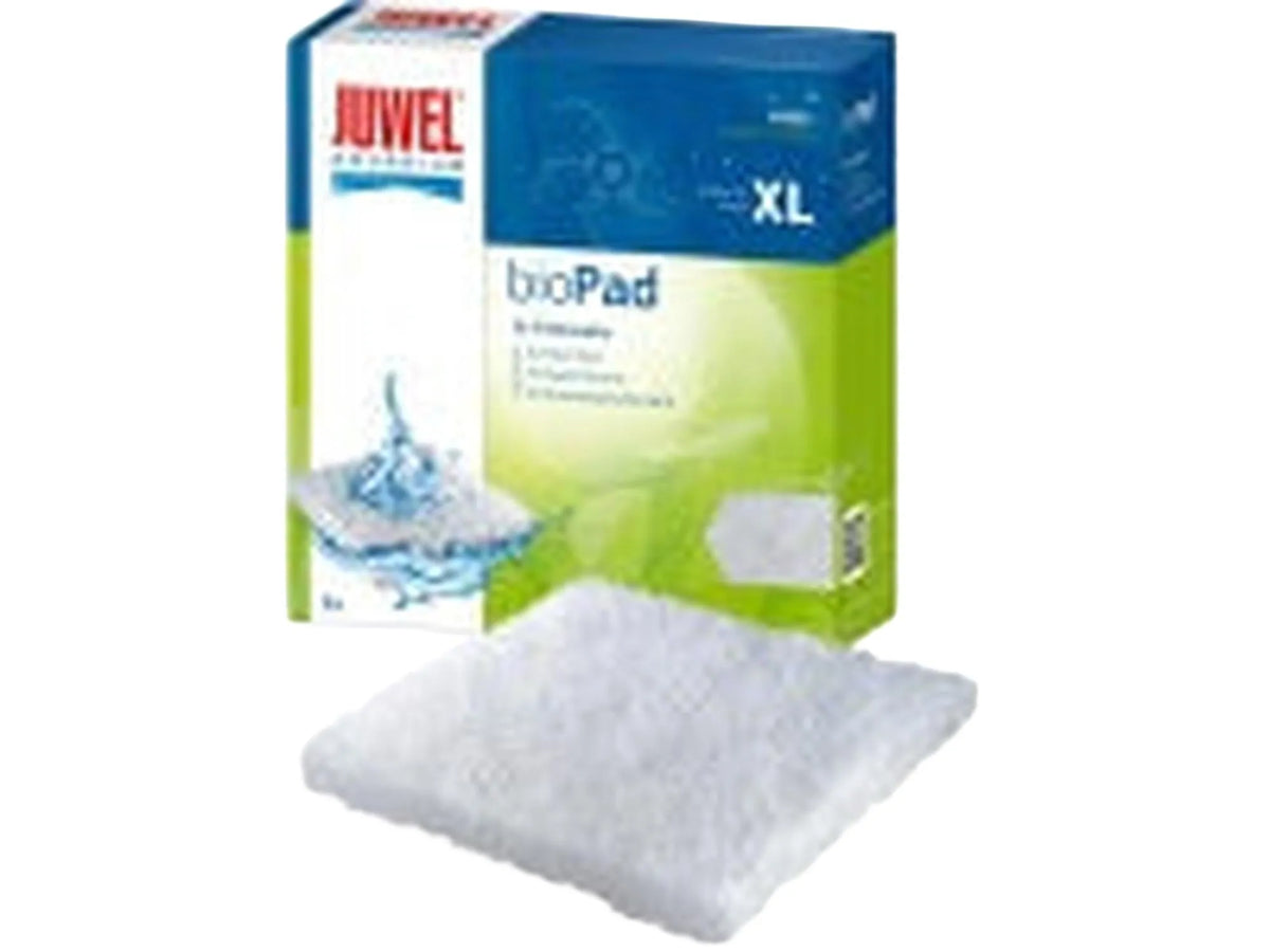 Juwel BioPad Poly Pad XL, hvit polyester filterpute for akvarier, med blå og grønn emballasje.