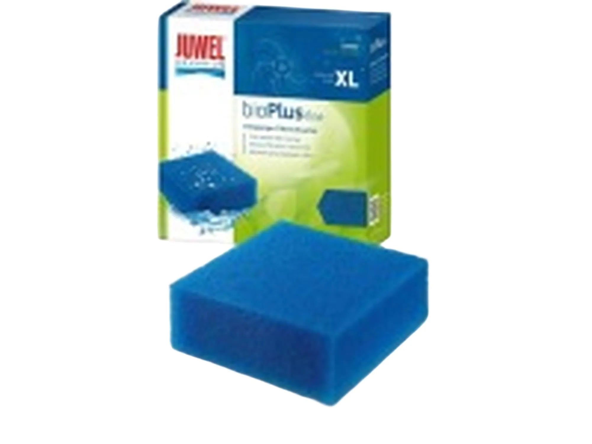 Juwel BioPlus Fine ONE filter sponge, XL size, in vibrant blue, with its product box.