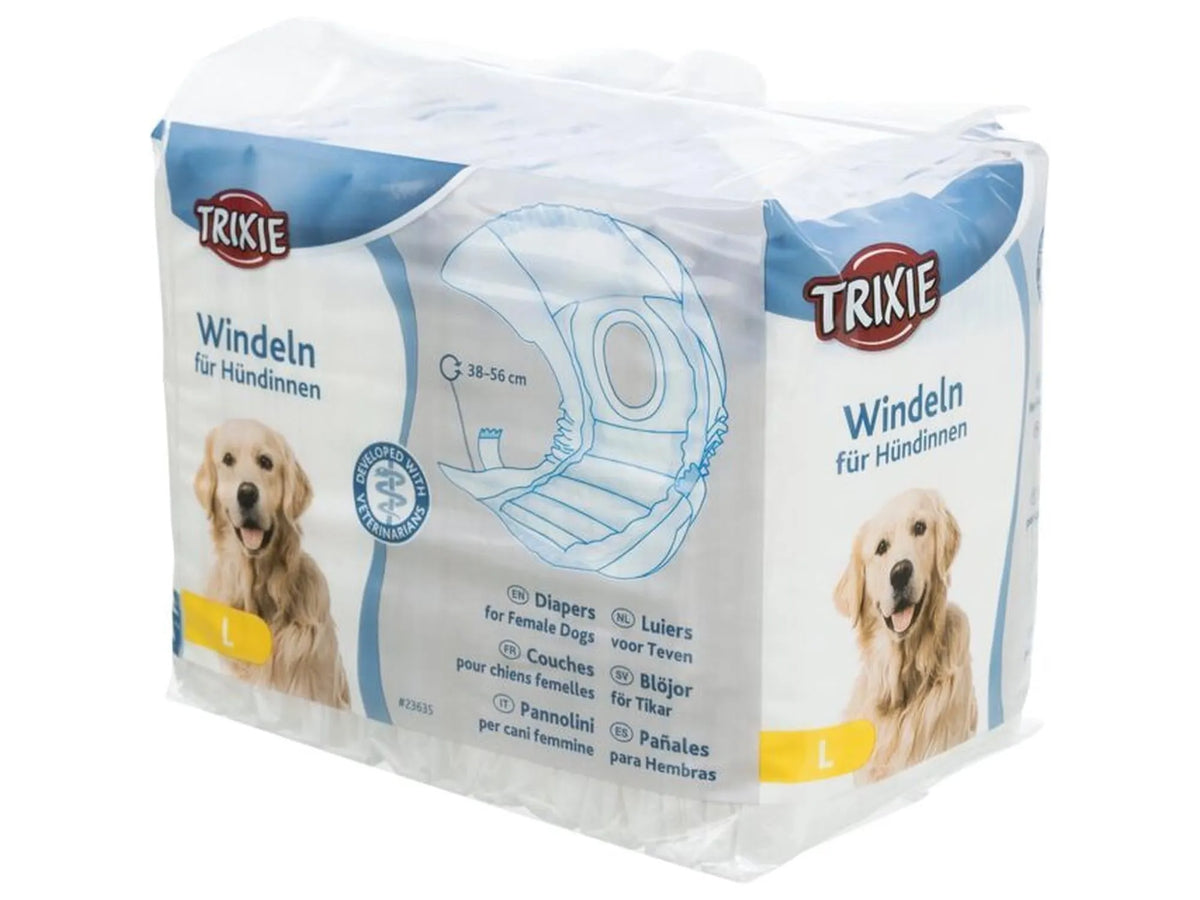 Trixie engangsbleier for tisper, størrelse L (38-56 cm), med bilde av golden retriever.