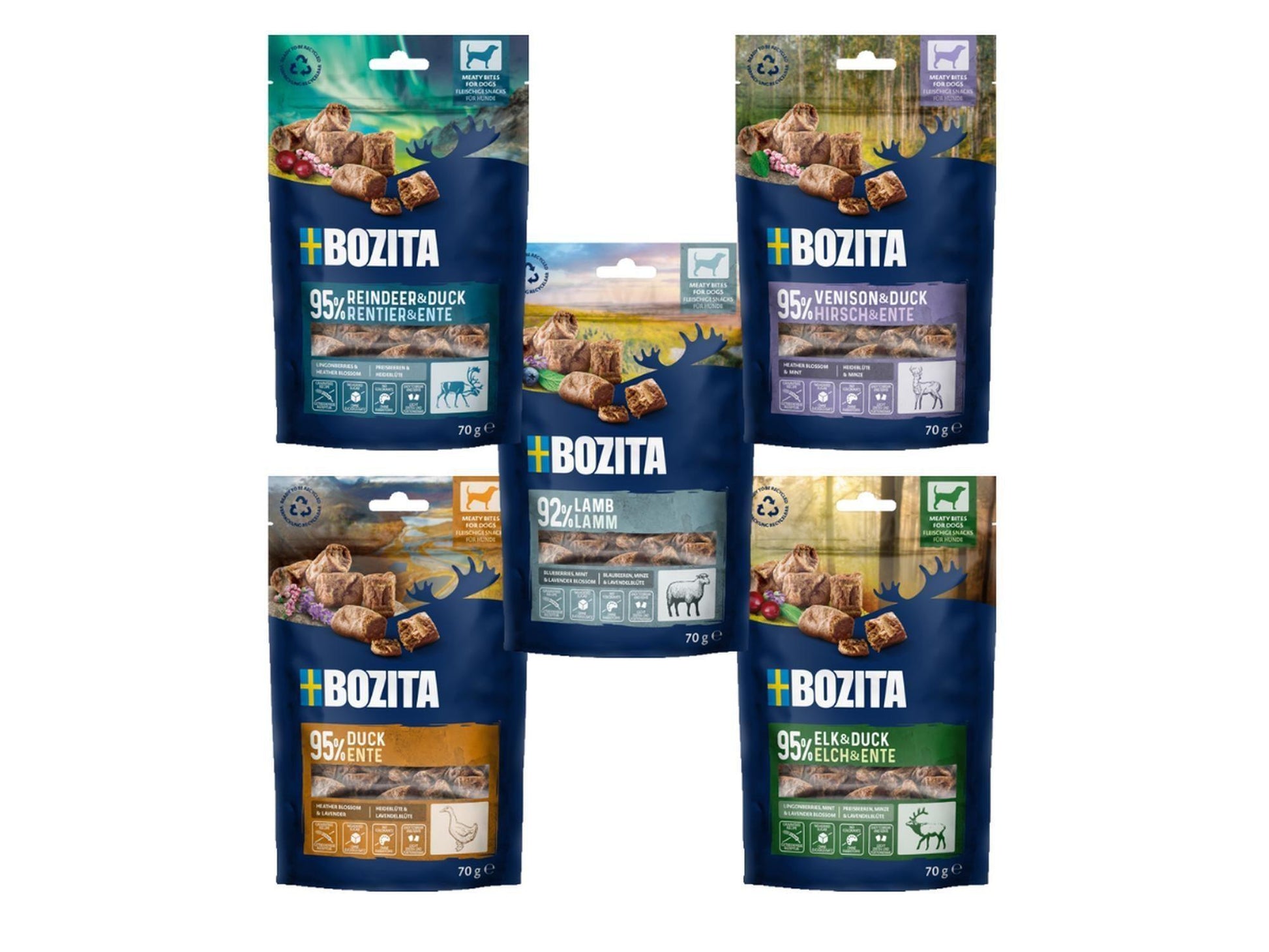 Bozita Meaty Bites 70g serien – myke kjøttgodbiter til hund