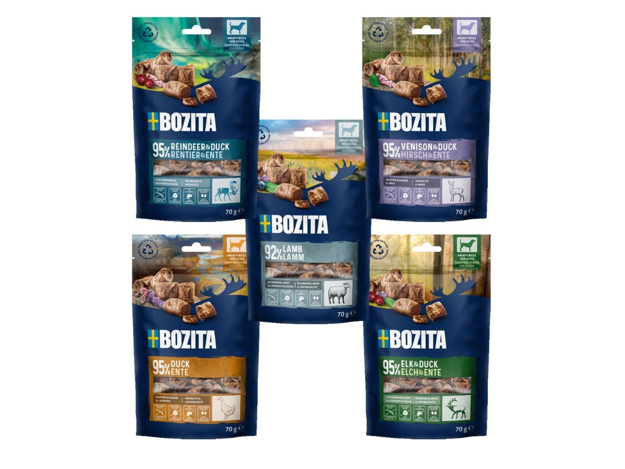 Bozita Meaty Bites 70g serien – myke kjøttgodbiter til hund
