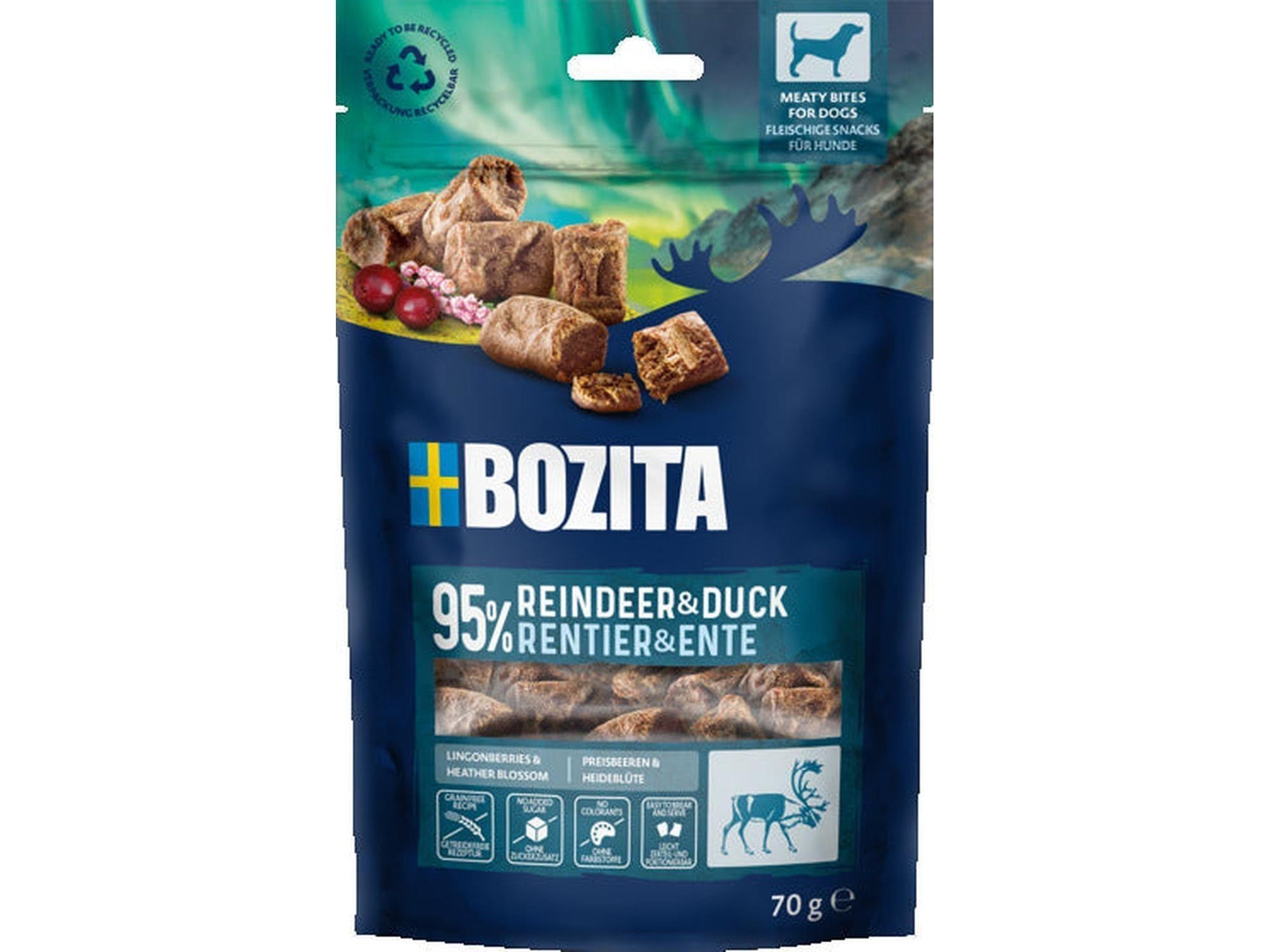 Bozita Meaty Bites Reindeer & Duck 70g myke hundegodbiter med reinsdyr og and