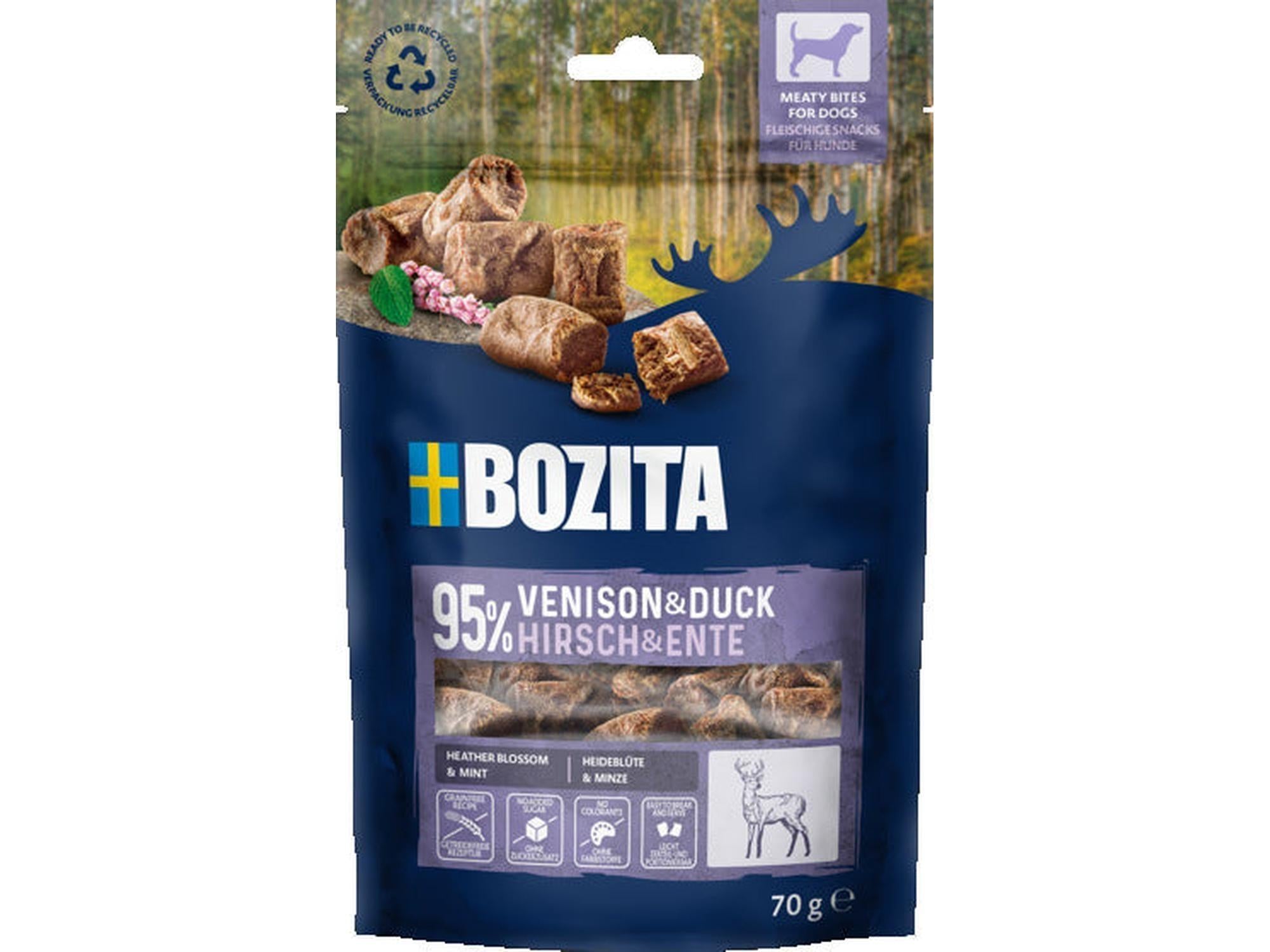 Bozita Meaty Bites Venison & Duck 70g myke hundegodbiter med hjort og and