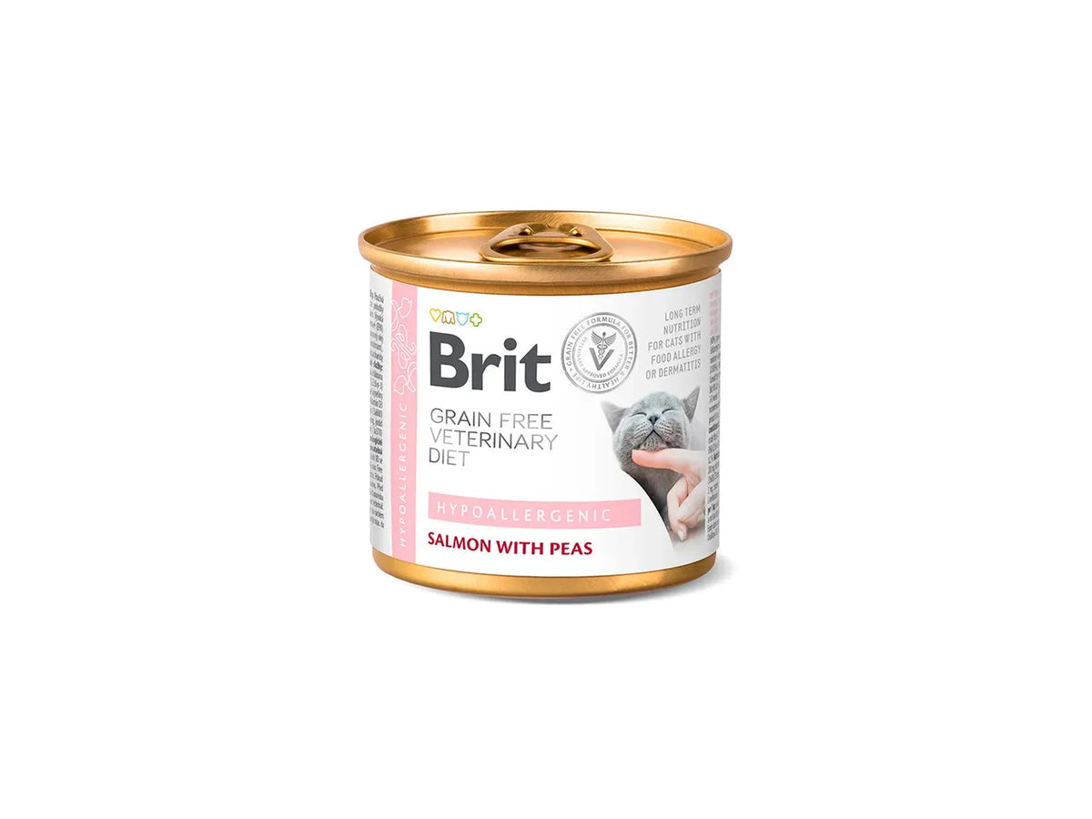 Brit Veterinary Diets Cat Hypoallergenic 6-pakk – våtfôr med laks ved fôrallergi 6 × 200 g