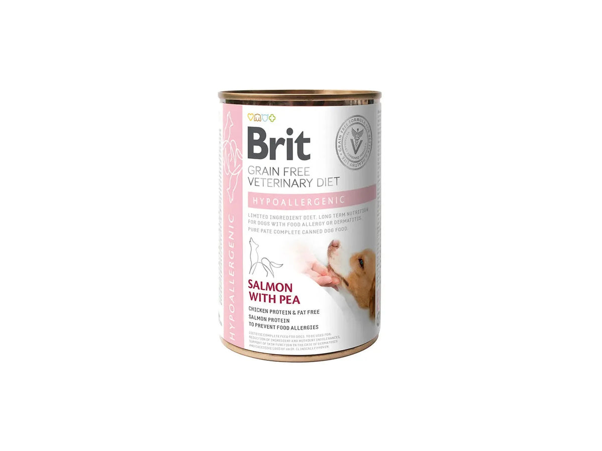 Brit Veterinary Diets Dog Hypoallergenic 6-pakk – våtfôr med laks ved fôrallergi 6 × 400 g