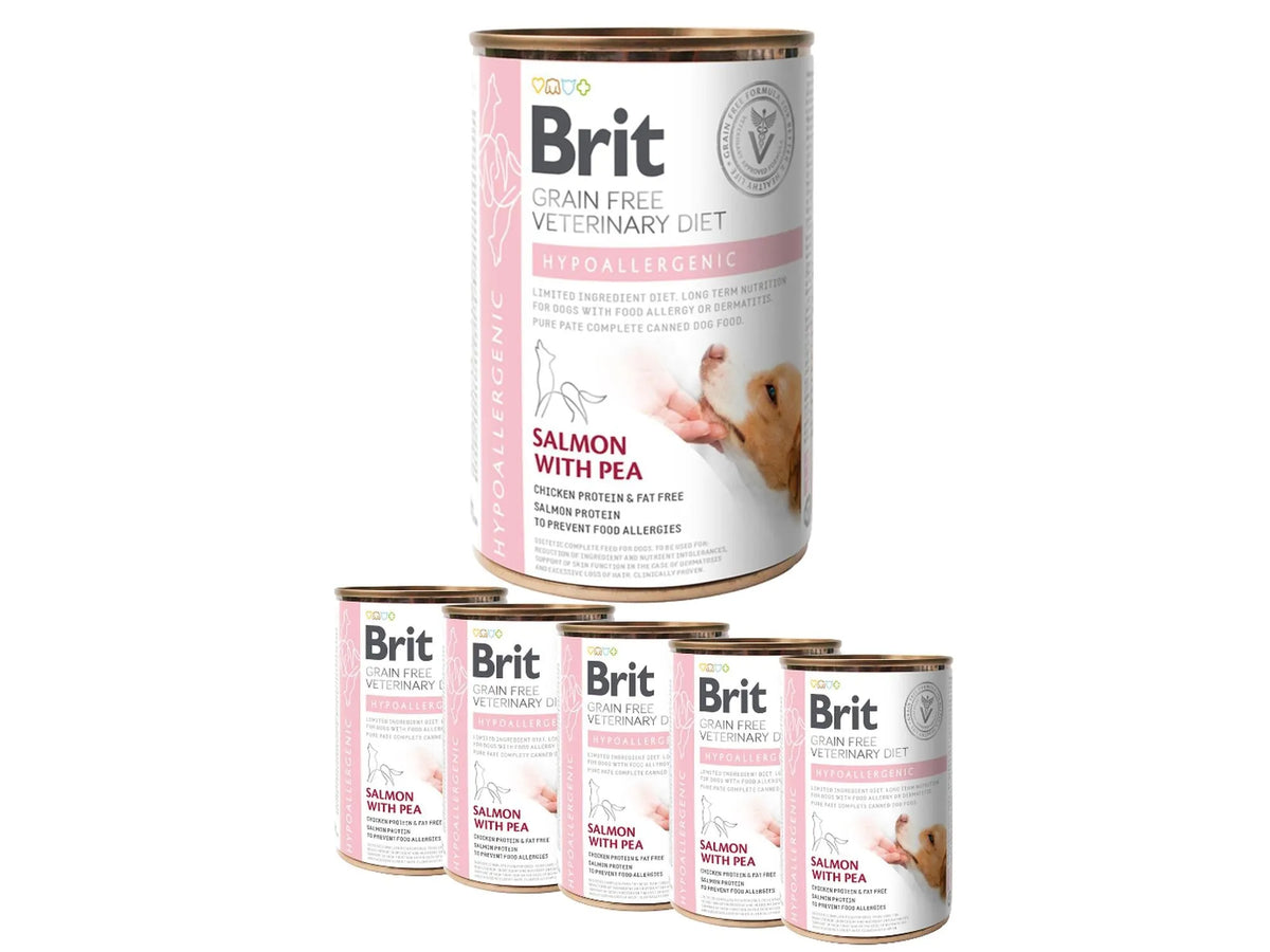 Brit Veterinary Diets Dog Hypoallergenic 6-pakk – våtfôr med laks ved fôrallergi 6 × 400 g