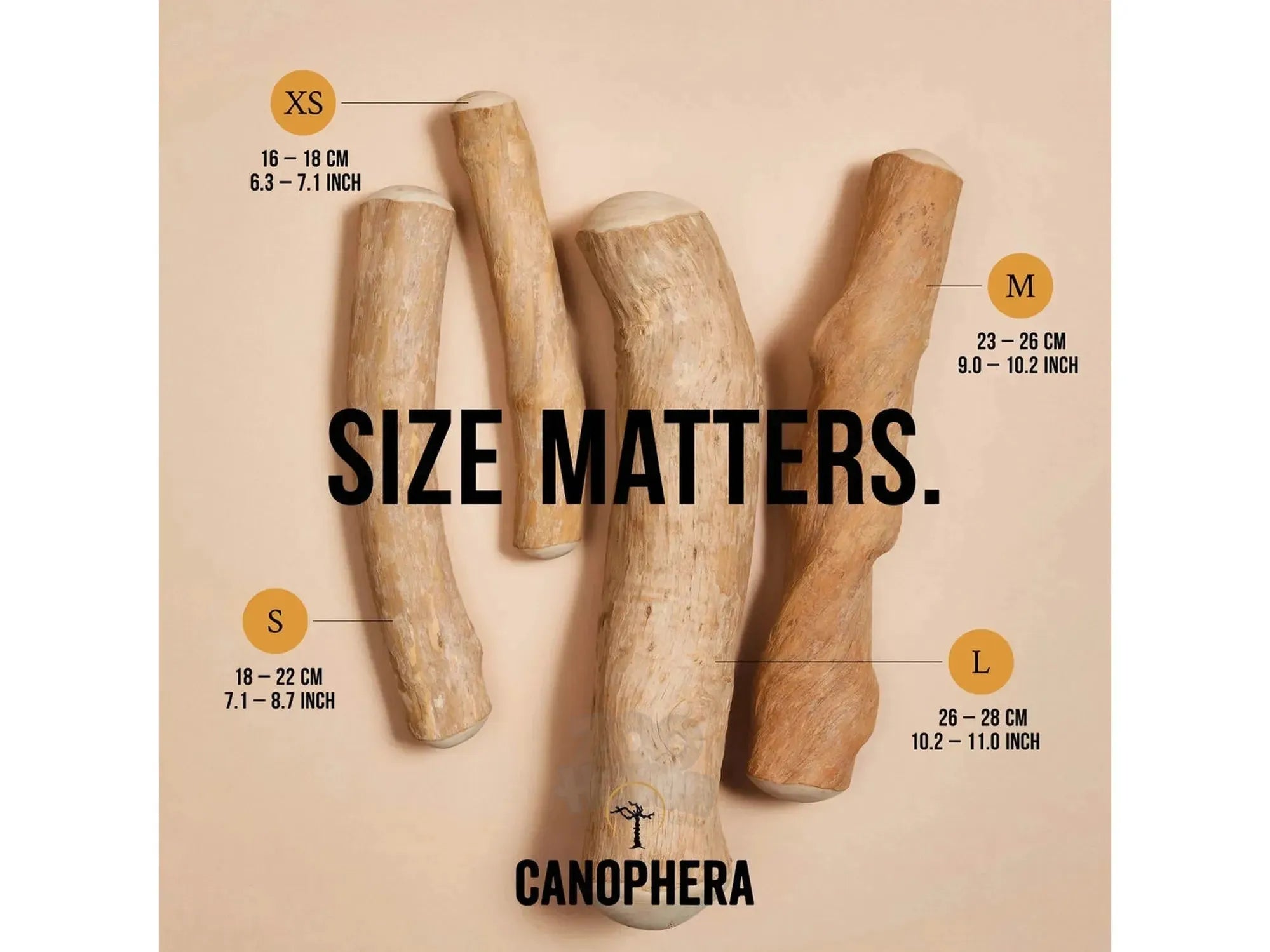 Canophera Tyggepinne i Kaffetre – Naturlig vegansk tyggeleketøy til hund (XS–L)