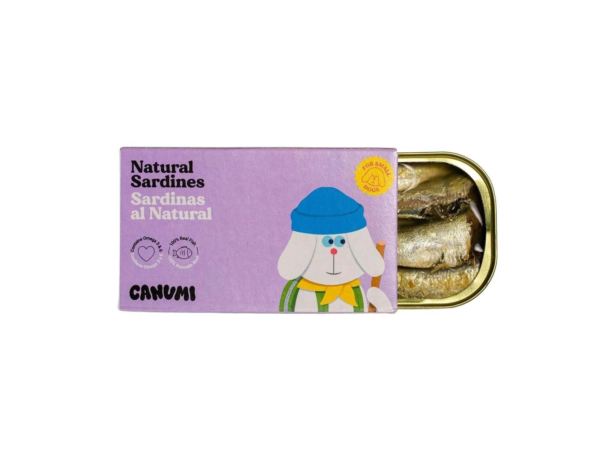 Canumi Mini sardiner til hund – eske og åpen boks