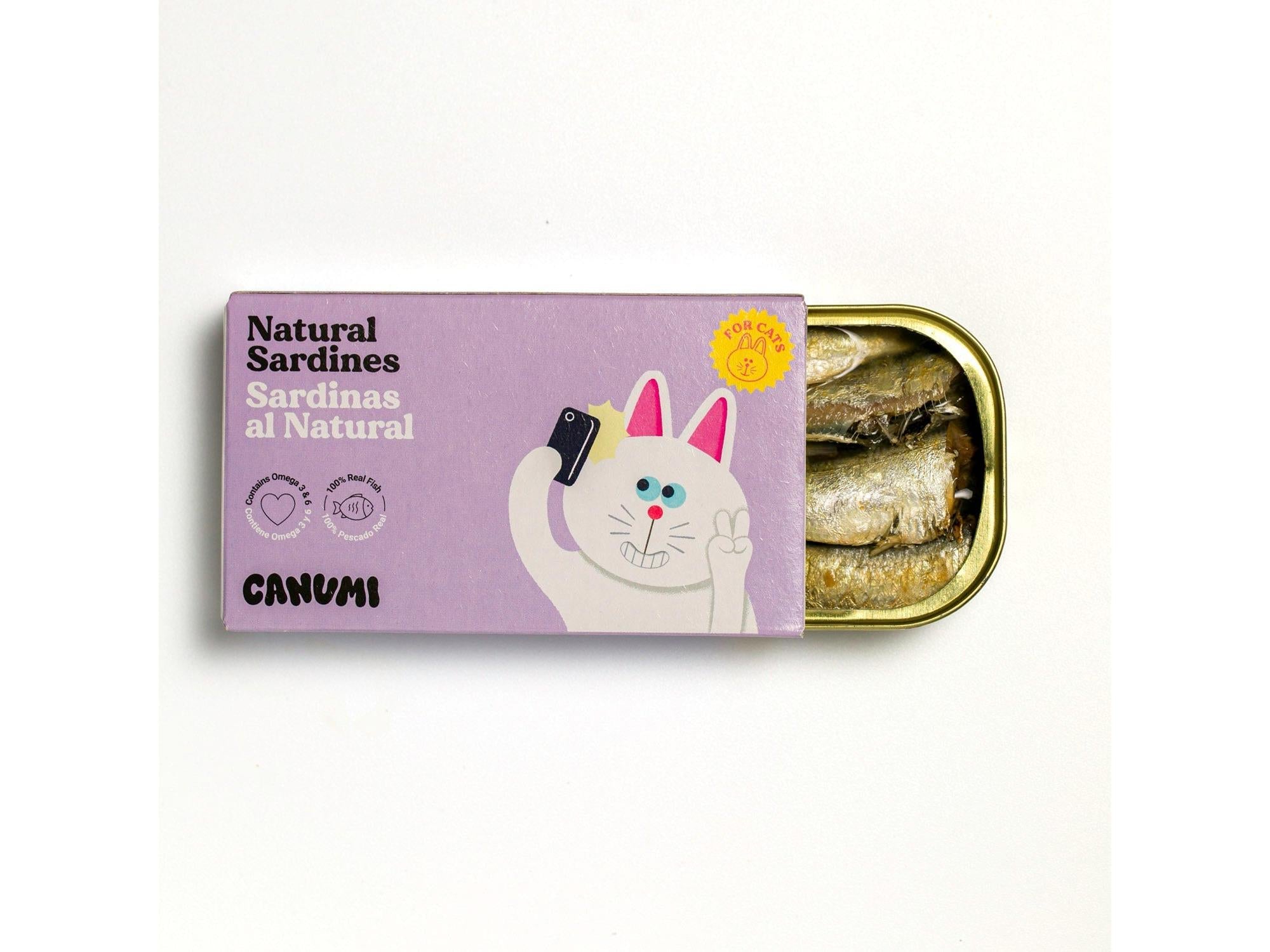 Canumi Mini sardiner til katt – eske og åpen boks
