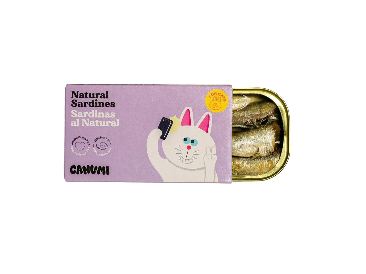 Canumi Mini sardiner til katt – eske og åpen boks