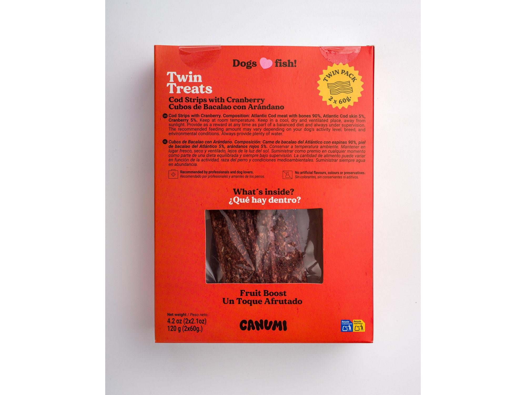 Canumi torskestrimler med tranebær – detaljer