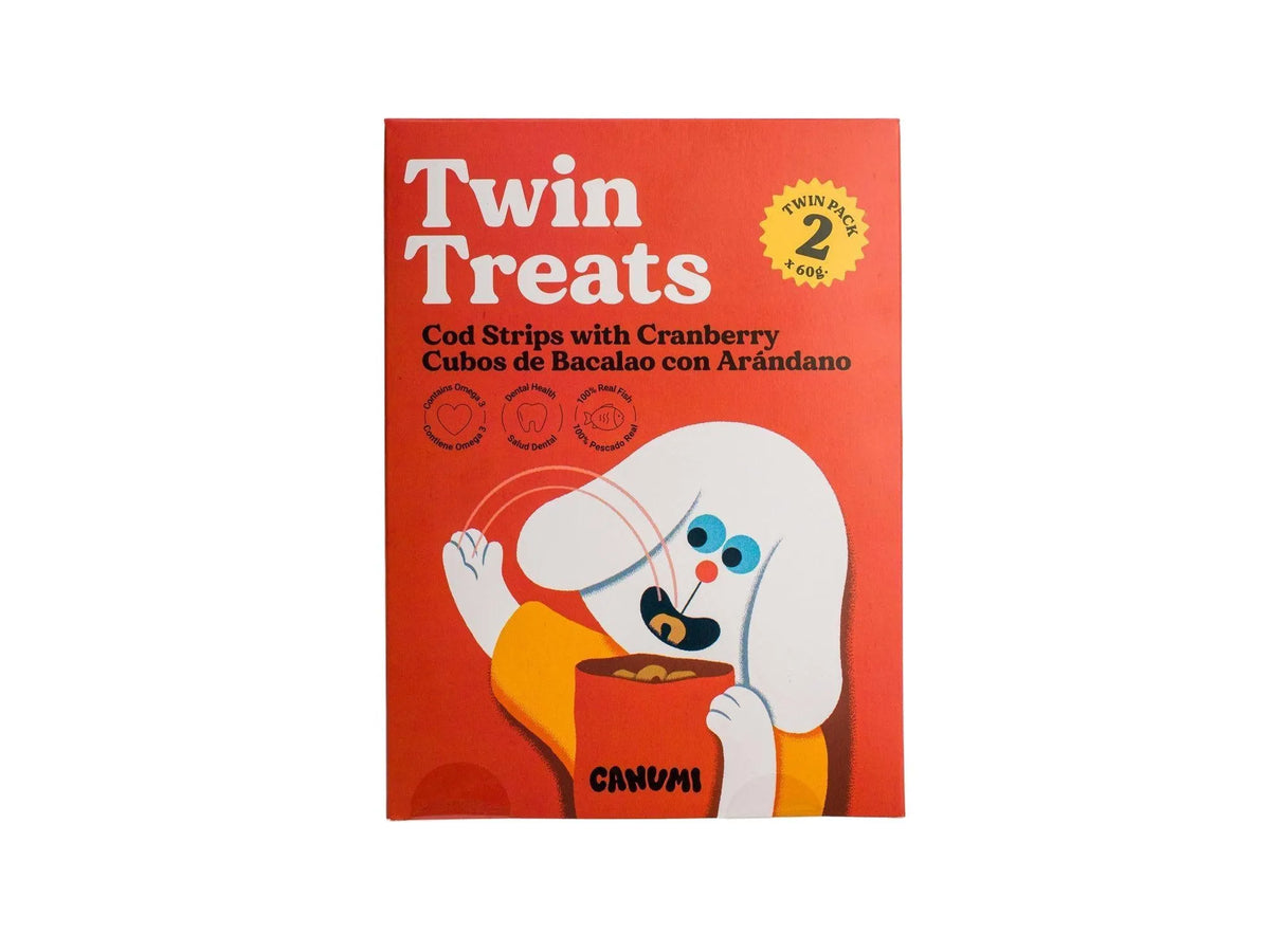 Canumi Twin Treats torskestrimler med tranebær 2-pk – pakke