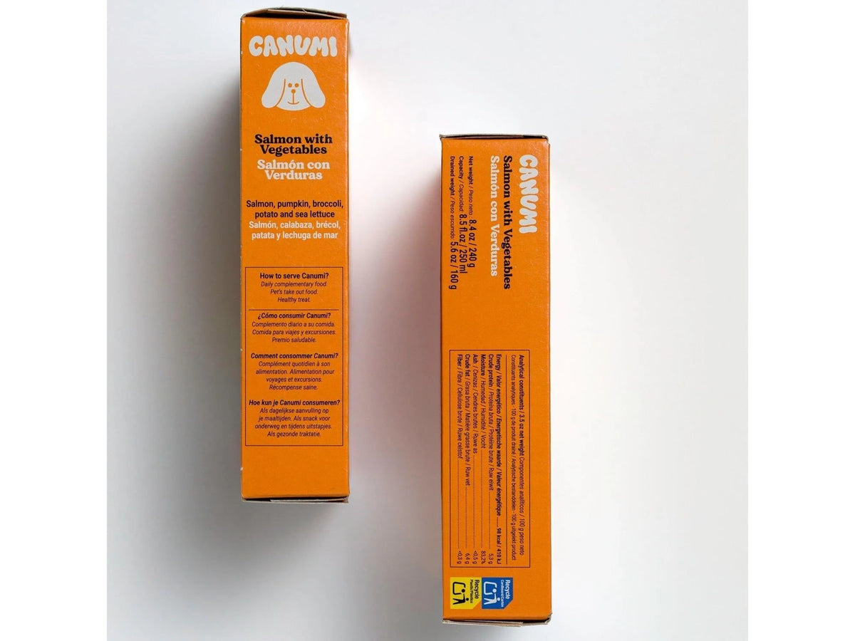Canumi laks med grønnsaker – sidepaneler med innhold og analyse (240 g)