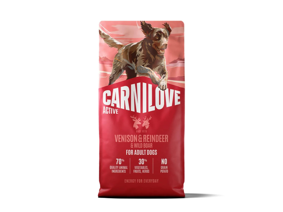 Carnilove Active Venison, Reindeer & Wild Boar for Active Adults – kornfritt tørrfôr til aktive hunder 12 kg