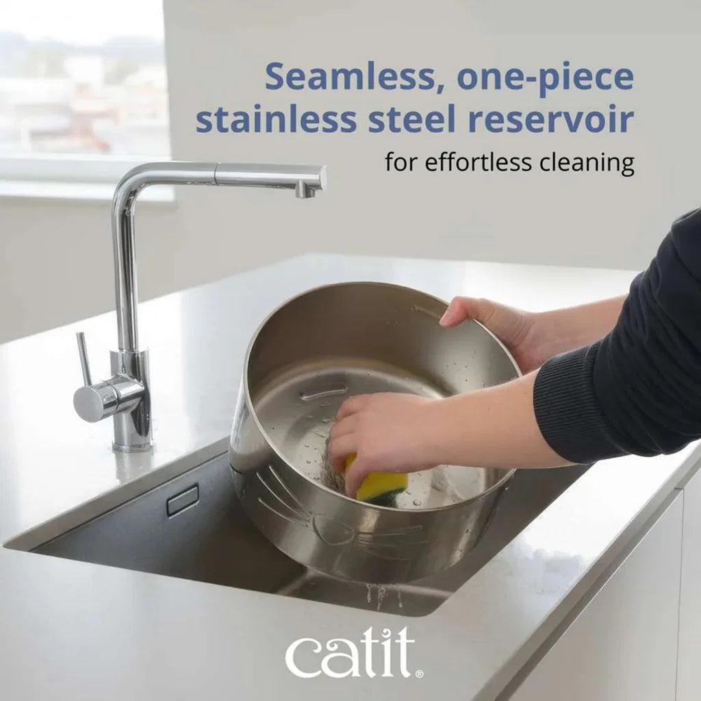 Catit PIXI Stainless Steel UV-C Drikkefontene for Katt