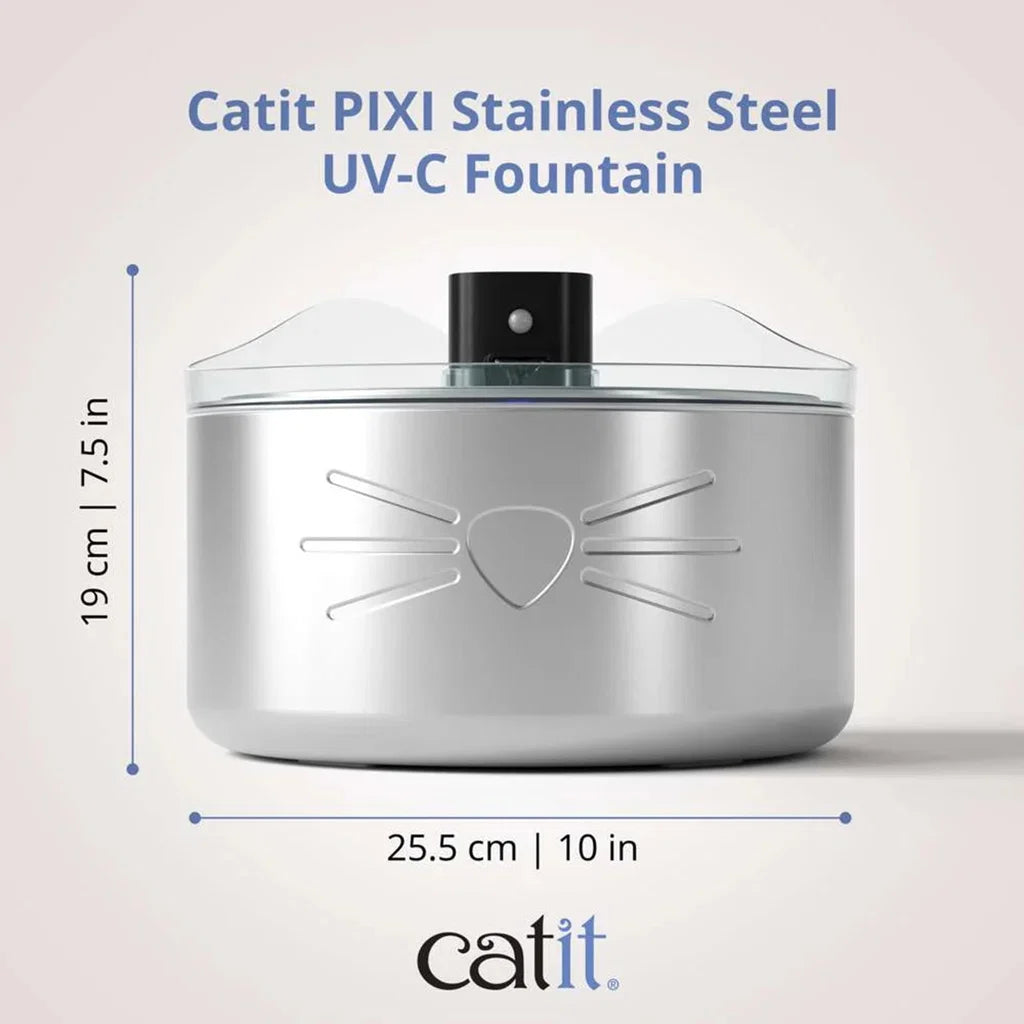 Catit PIXI Stainless Steel UV-C Drikkefontene for Katt