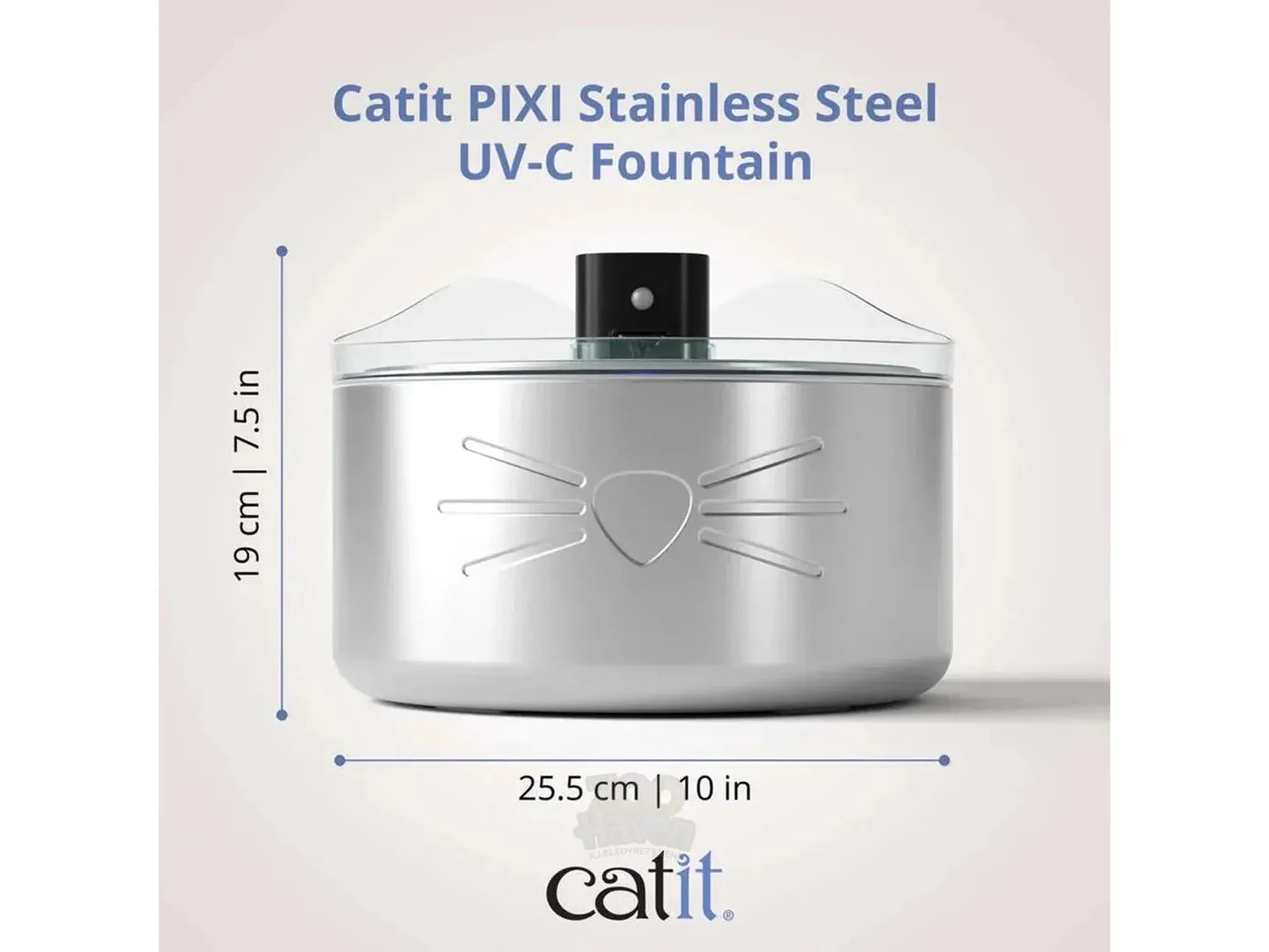 Catit PIXI Stainless Steel UV-C Drikkefontene for Katt